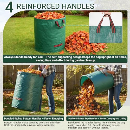 Thumbnail 3 de Velway Sacchi per Rifiuti da Giardino 500L x 2 Pacchi – Riutilizzabili con Maniglie in Tessuto Industriale