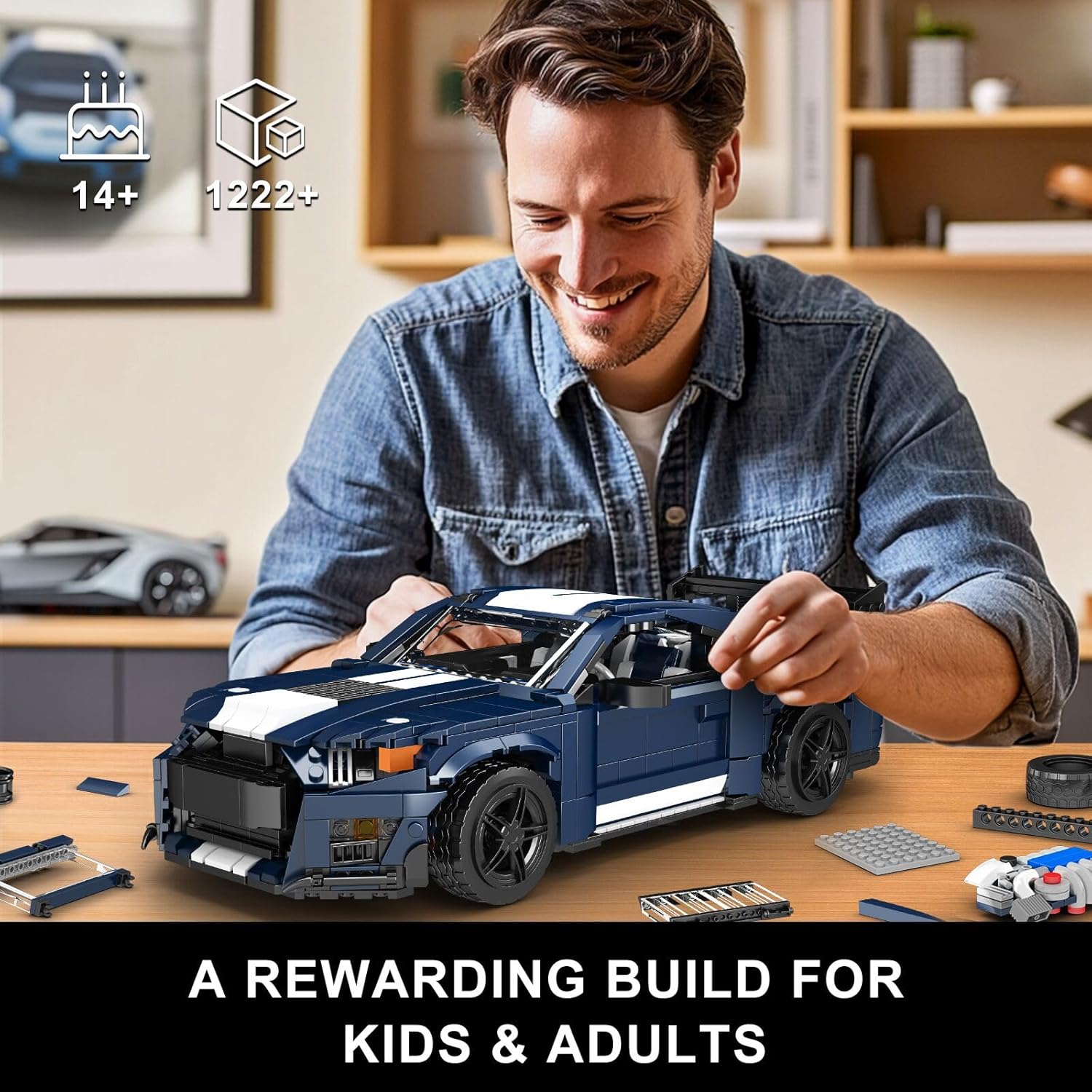 Thumbnail 6 de Mould King 10208 – Kit de construction de muscle car technique (1556 pièces), modèle classique à monter