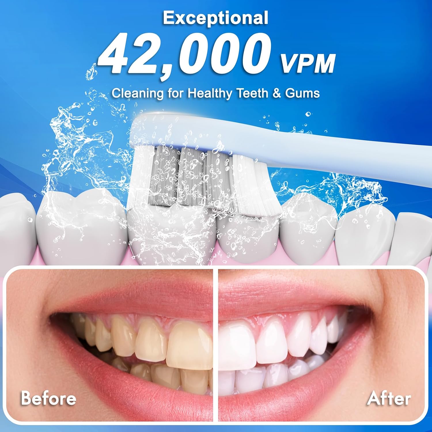Detalle 2 de Kuicur Sonic Electric Toothbrush for Adults and Kids with 10 Brush Heads, 5 Modes, and 90-Day Battery