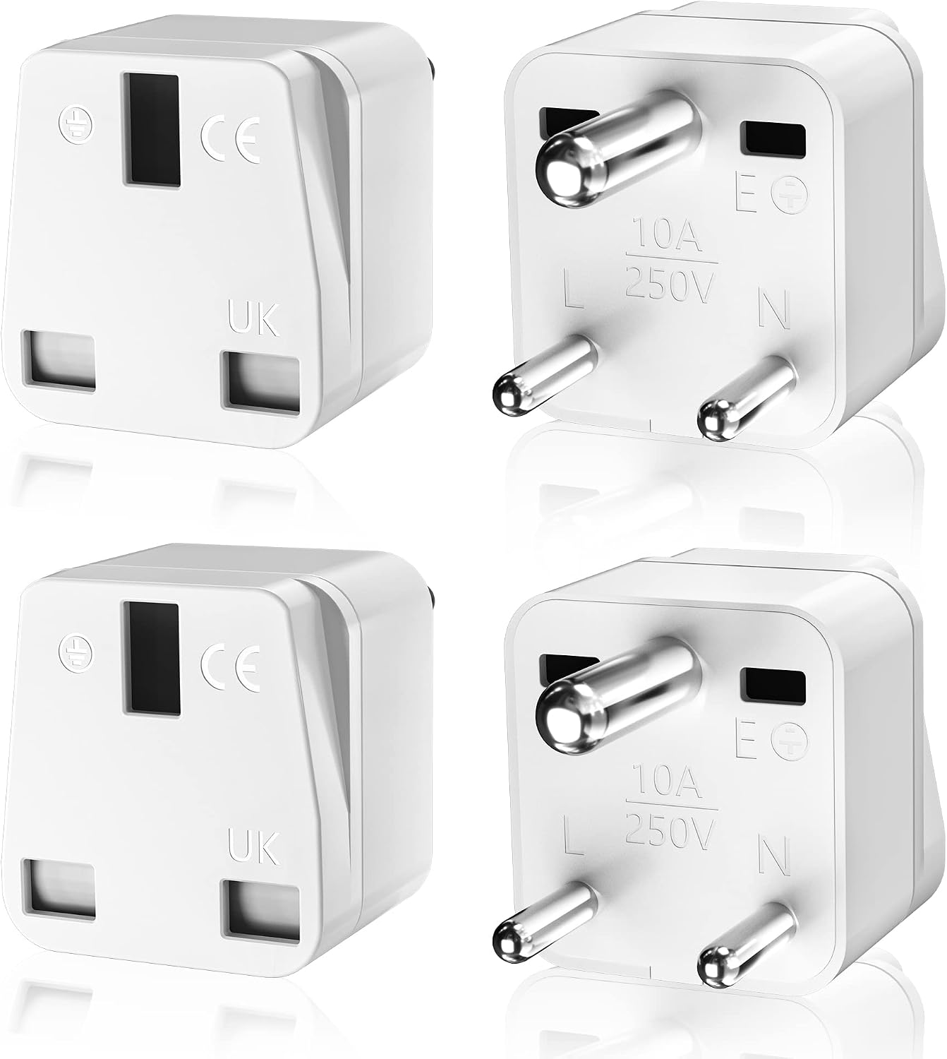 Detalle de PABANCE Type D UK to India plug adapter 4-pack ๐