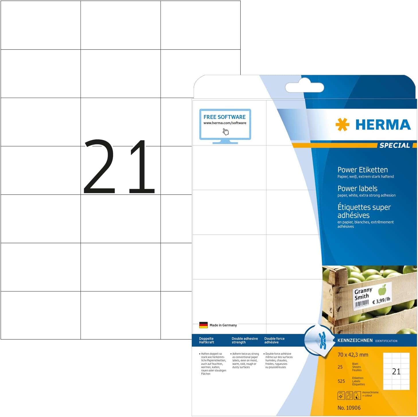 Thumbnail 6 de Herma Special A4 25,4x16,9 mm Extra Fort Adhésion – Etiquettes blanches (Lot de 2800)