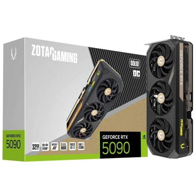 Detalle de ZOTAC GAMING GeForce RTX 5090 SOLID OC 32GB GDDR7 Reflex 2 RTX AI DLSS4