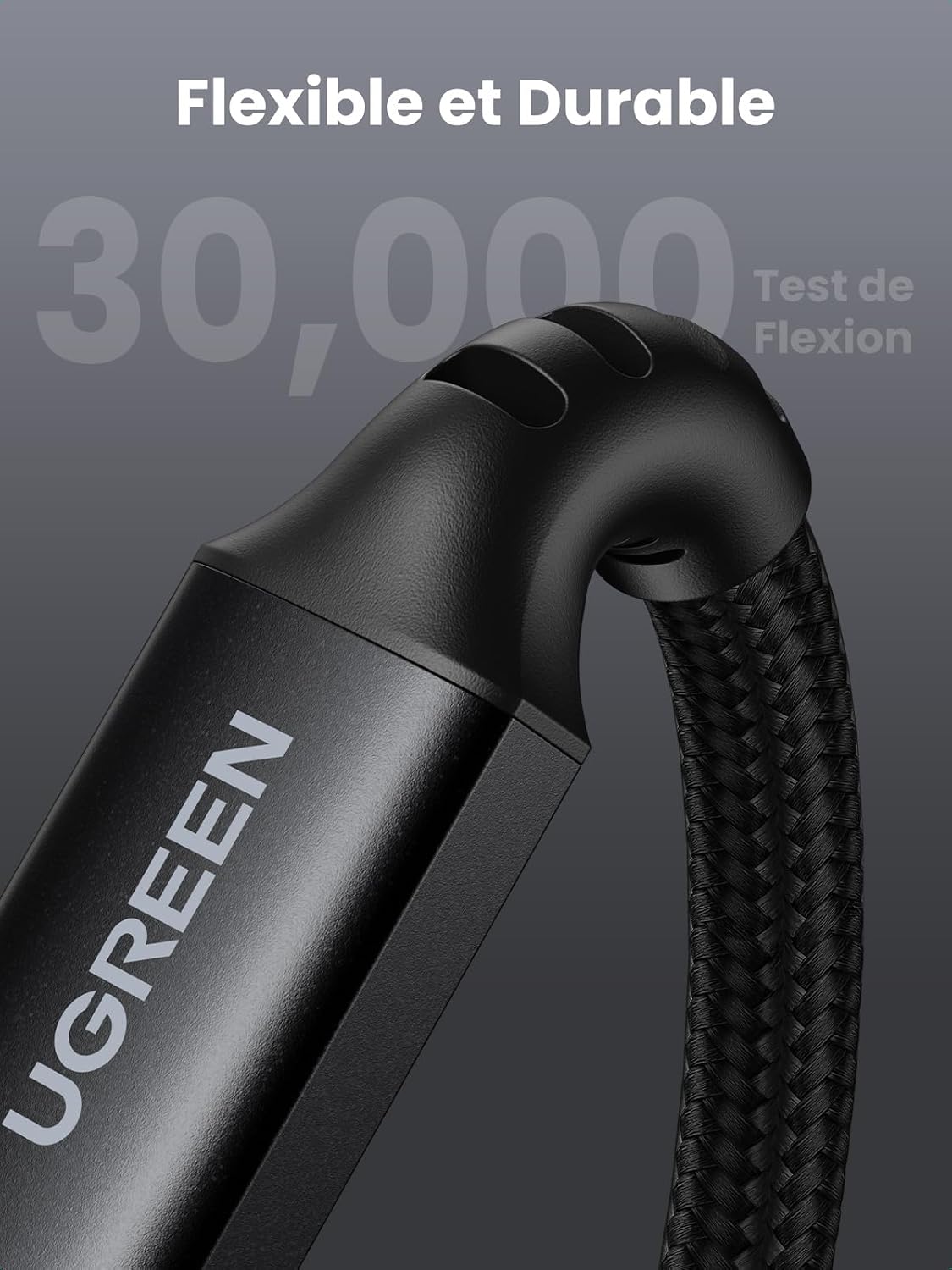 Detalle 2 de UGREEN 100W USB-C-naar-USB-C-kabel van 2 m, 5A en gevlochten nylon
