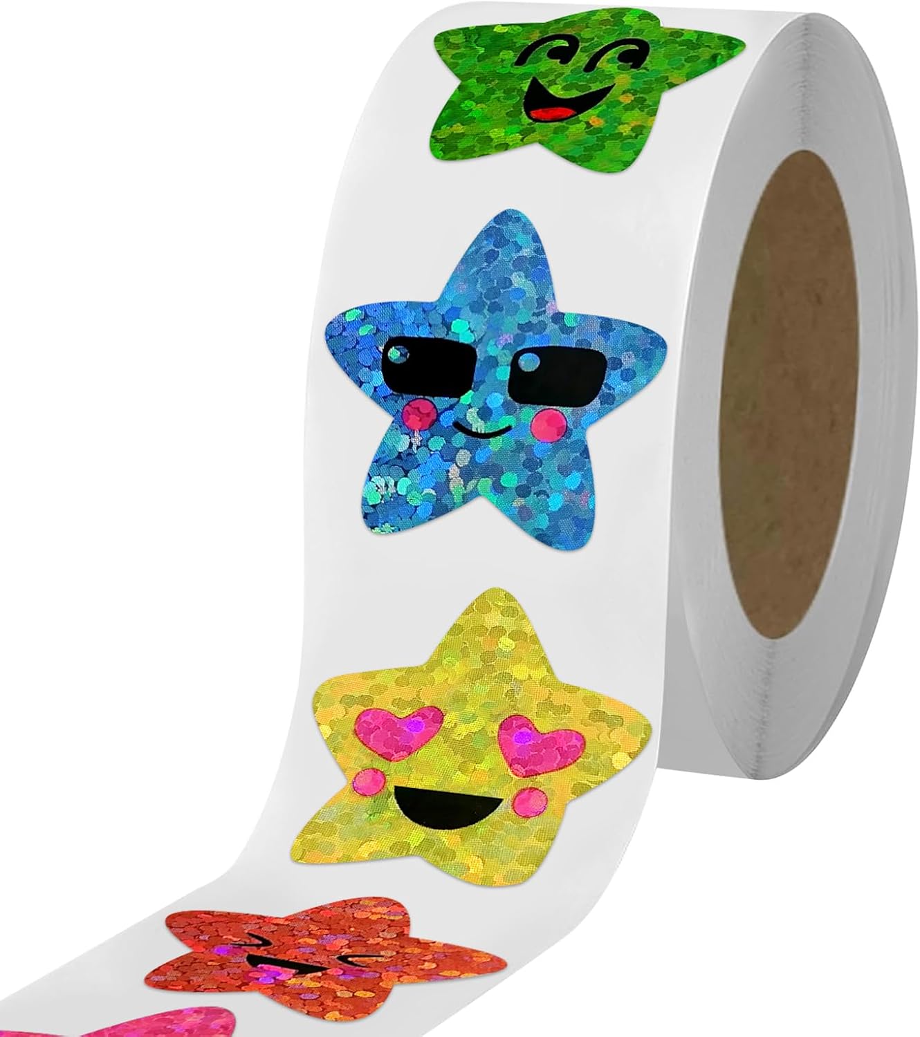 Detalle de XITDW K-O934 Smiley Star Stickers, 700 Count, 1-Inch Foil, 8 Colors