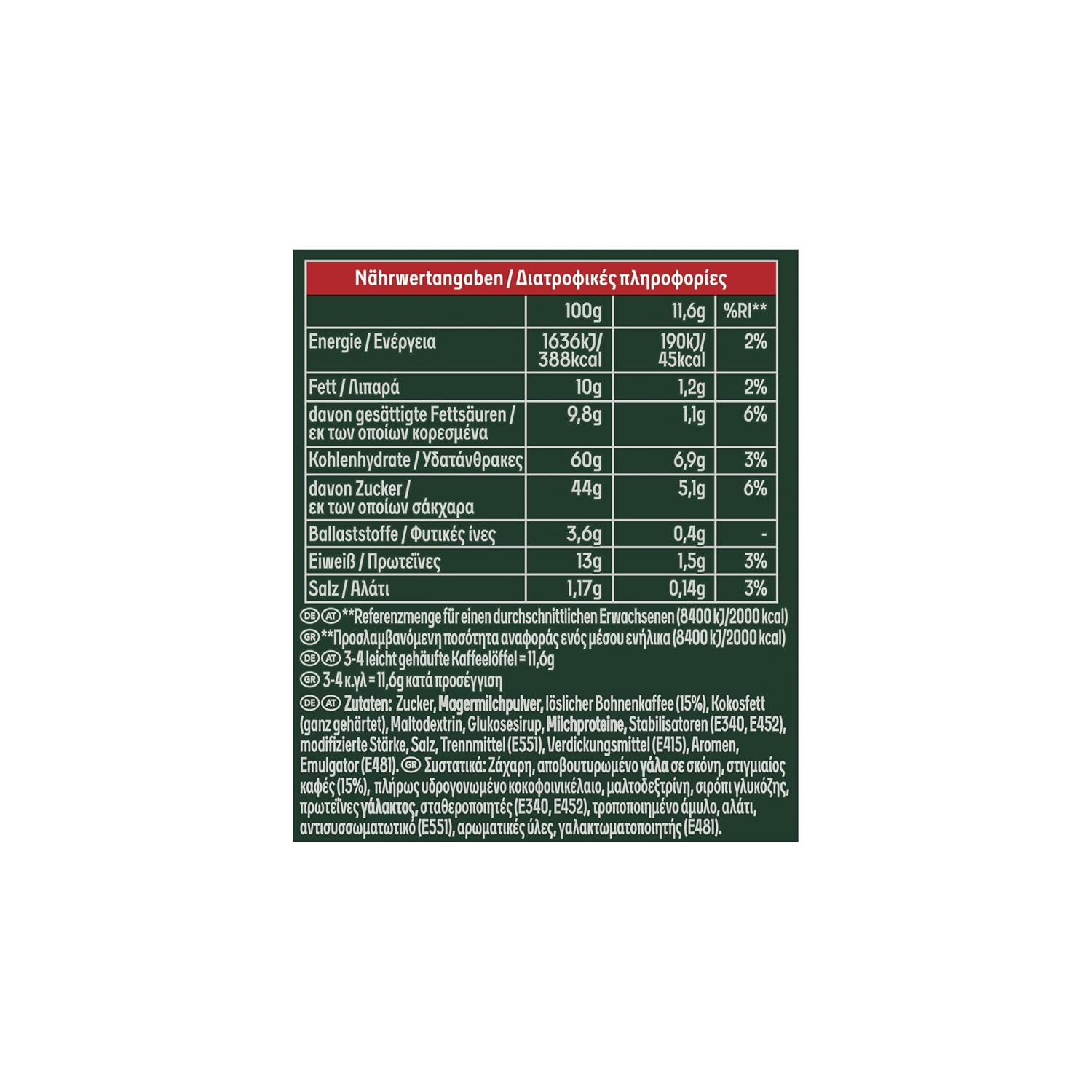 Detalle 2 de Jacobs Typ Cappuccino Original – Getränkepulver mit löslichem Bohnenkaffee, 2x290 g