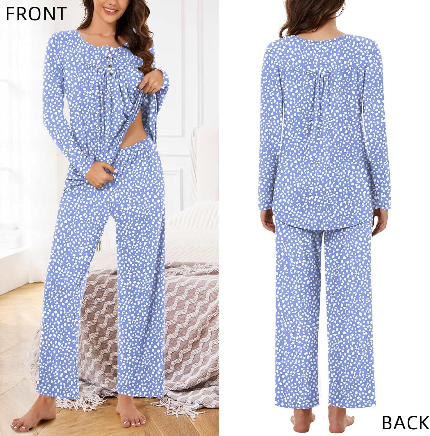 Detalle 2 de Bestbee Women's Pajama Set 2‑Piece, Long Sleeve & Pants