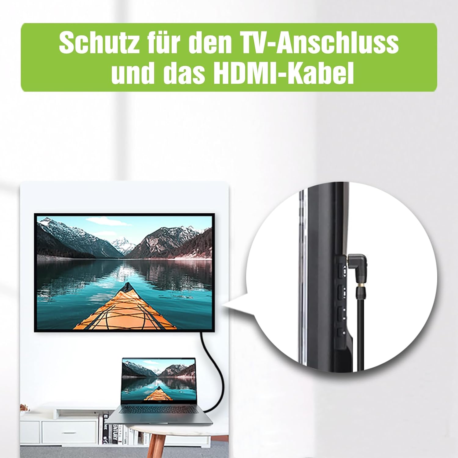 Detalle de LEENUE HDMI Winkelstecker 90°/270° – 4er-Pack, 4K, ARC, HDR, 3D, Goldkontakte