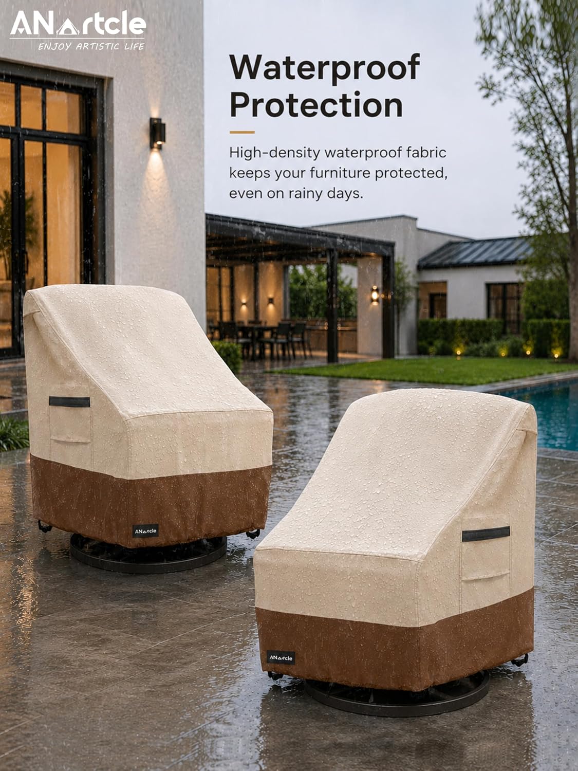 Thumbnail 6 de ANartcle 2Pack-33"D x 35"W x 38.5"H Outdoor Swivel Chair Covers, Waterproof