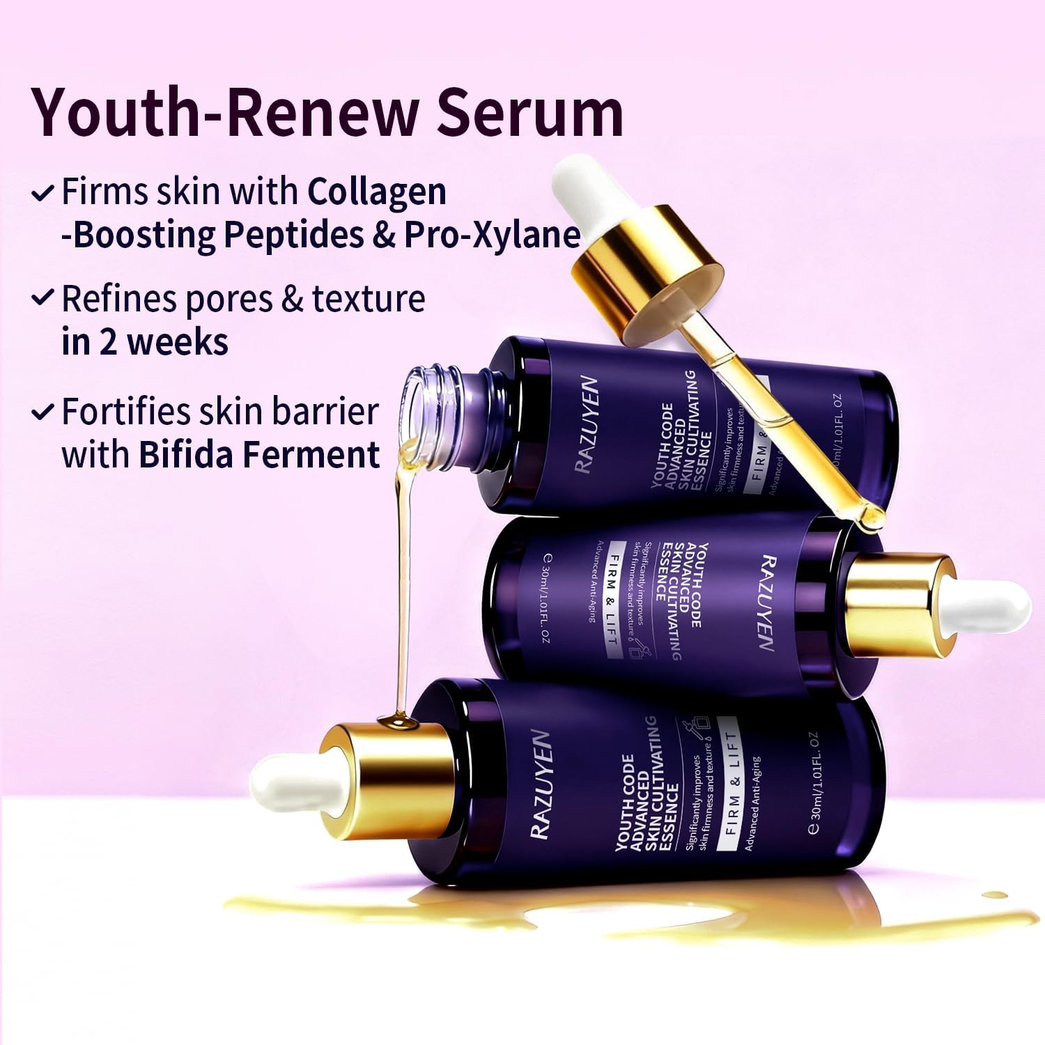 Detalle 2 de RAZUYEN Collageen Peptide Serum voor het gezicht, 30 ml, parfumvrij