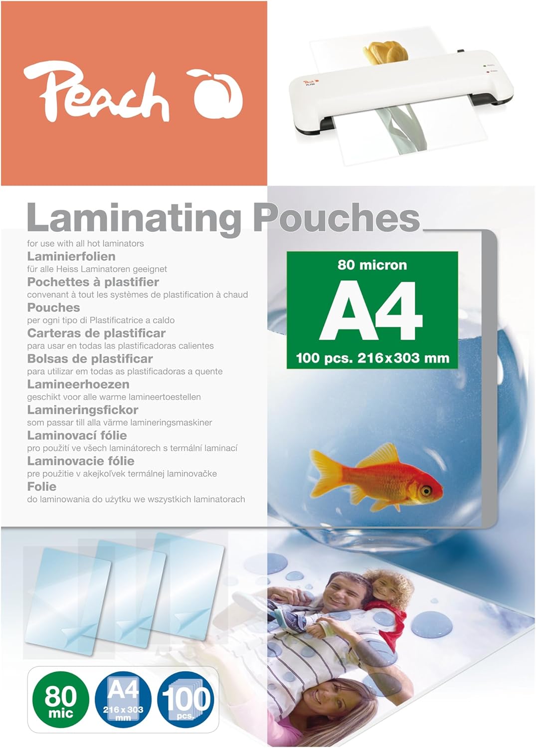 Thumbnail 1 de Peach Laminierfolien A4, 100 Stück 📄