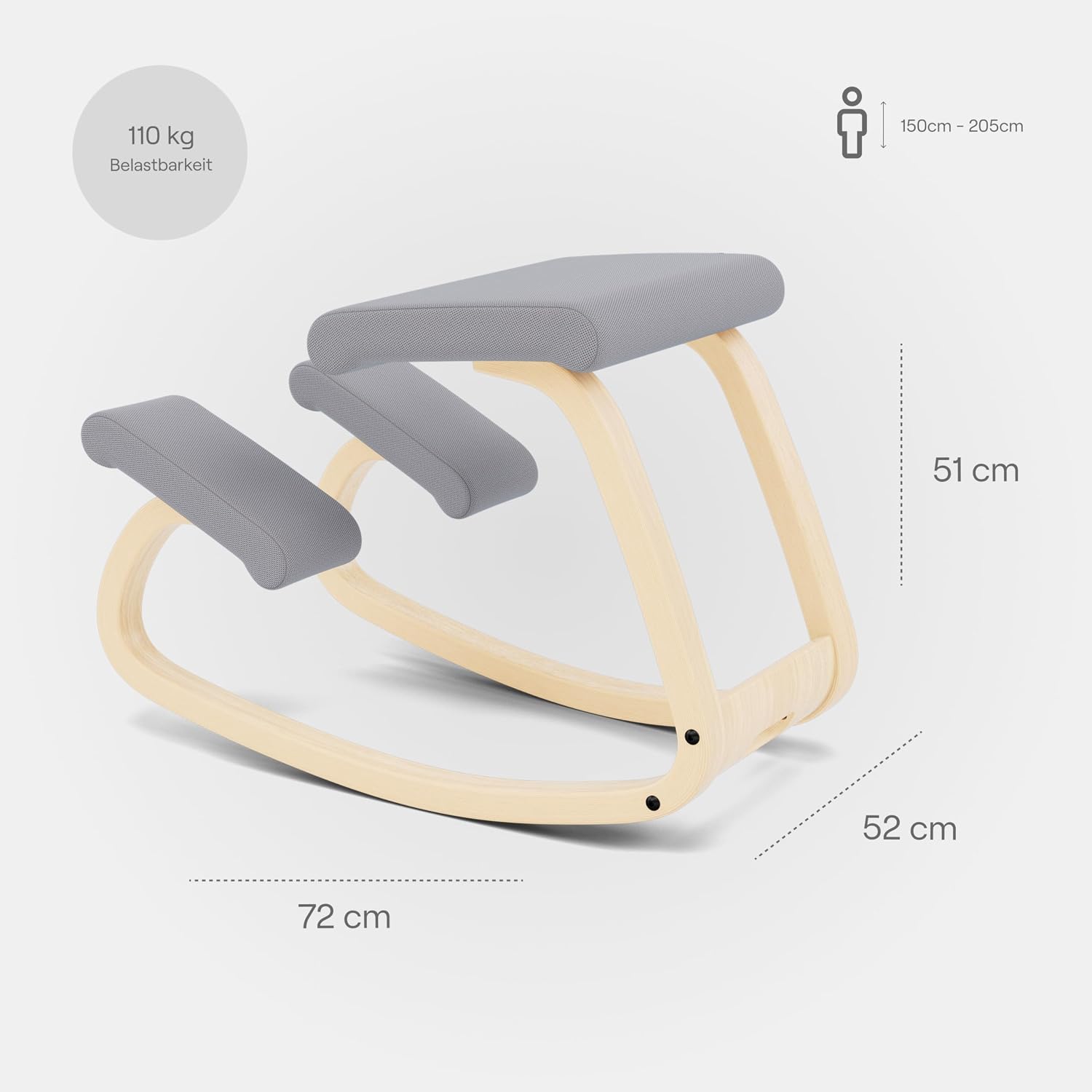 Thumbnail 1 de Varier Balans: sedia ergonomica in legno naturae/grigio Tonale per ufficio e casa