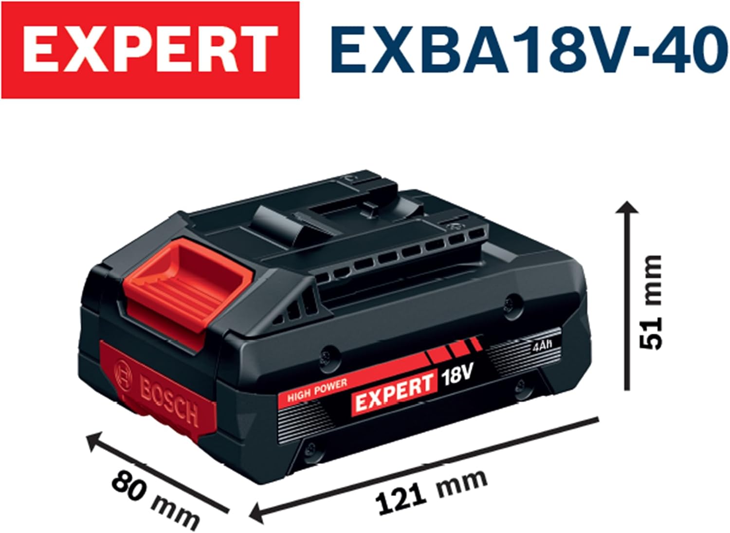 Detalle 1 de Bosch EXPERT 18V System EXBA18V-40 högeffektsbatteri, upp till 2 000 W