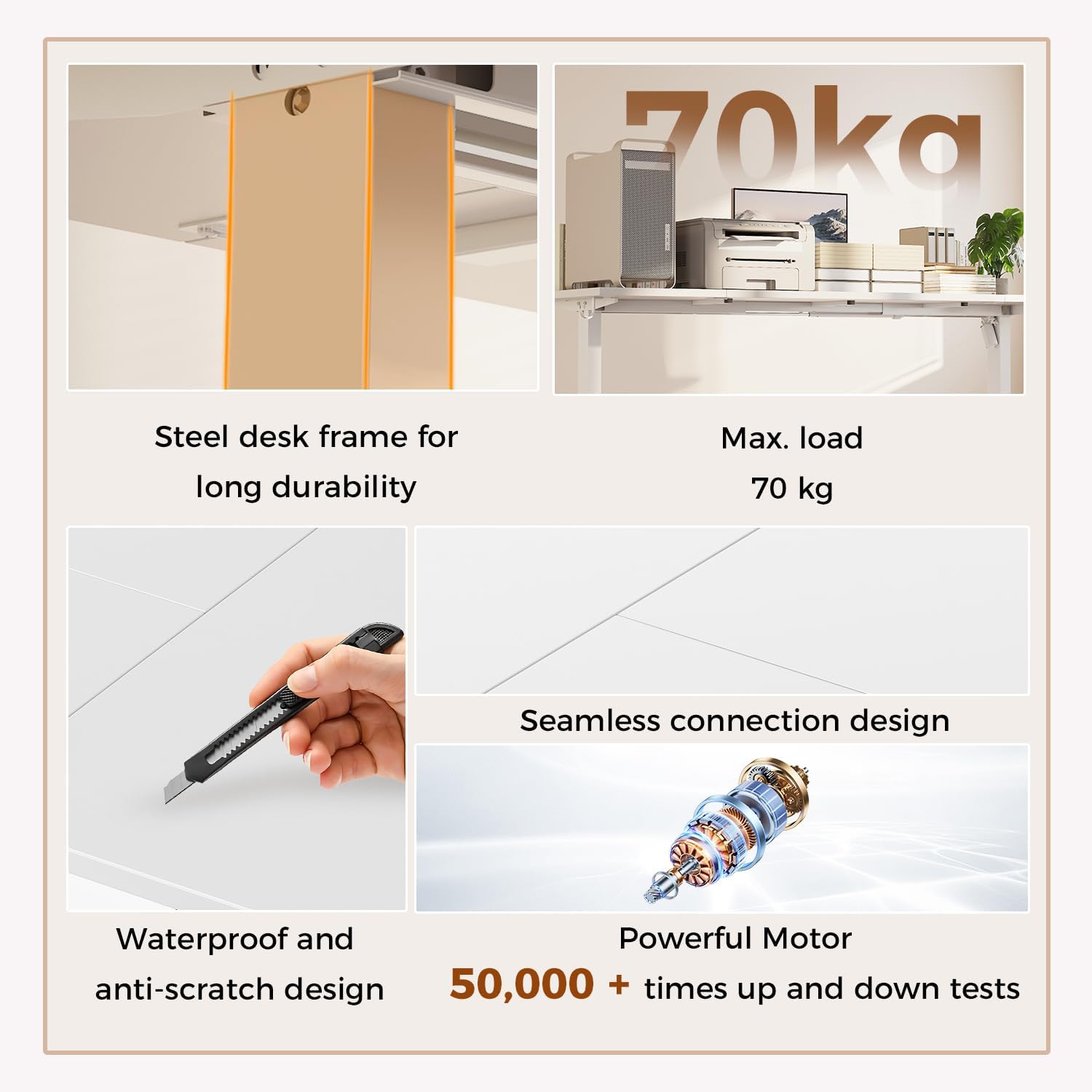 Thumbnail 4 de Klicelor Height-Adjustable Electric Desk 120x80 cm: Sit-Stand, Memory Function, Four-Part Tabletop