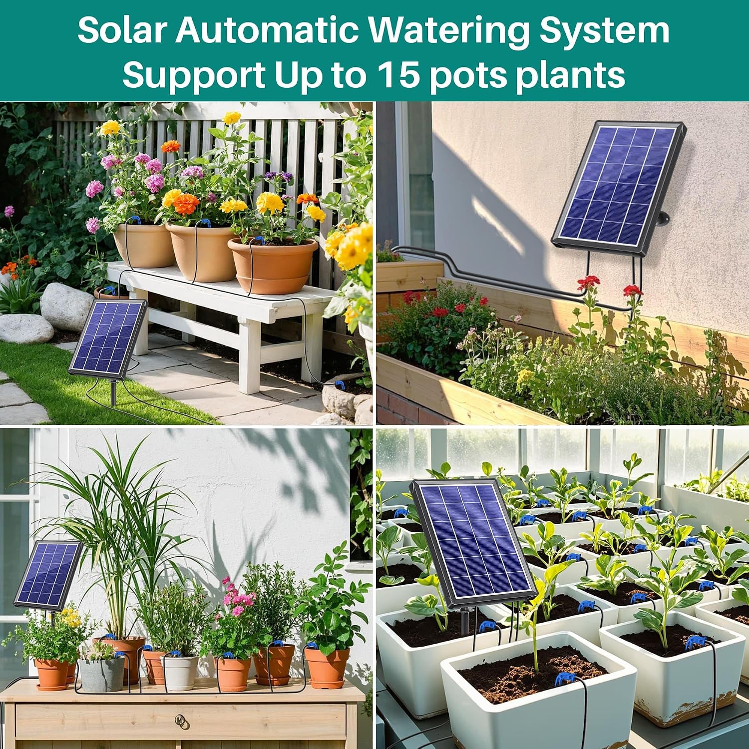 Thumbnail 6 de Biling Solar Bewässerungssystem für bis zu 15–20 Topfpflanzen mit 3,5-W-Panel und 15 m Schlauch