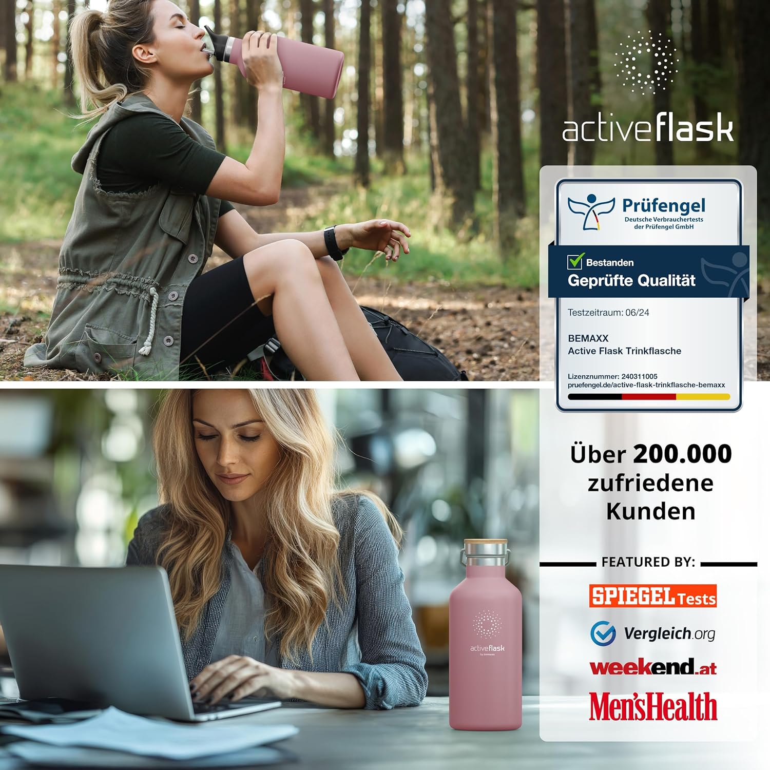 Thumbnail 6 de Edelstahl-Trinkflasche mit Strohhalm & Infuser plus 3 Deckeln – BPA-frei, auslaufsicher, kohlensäuregeeignet