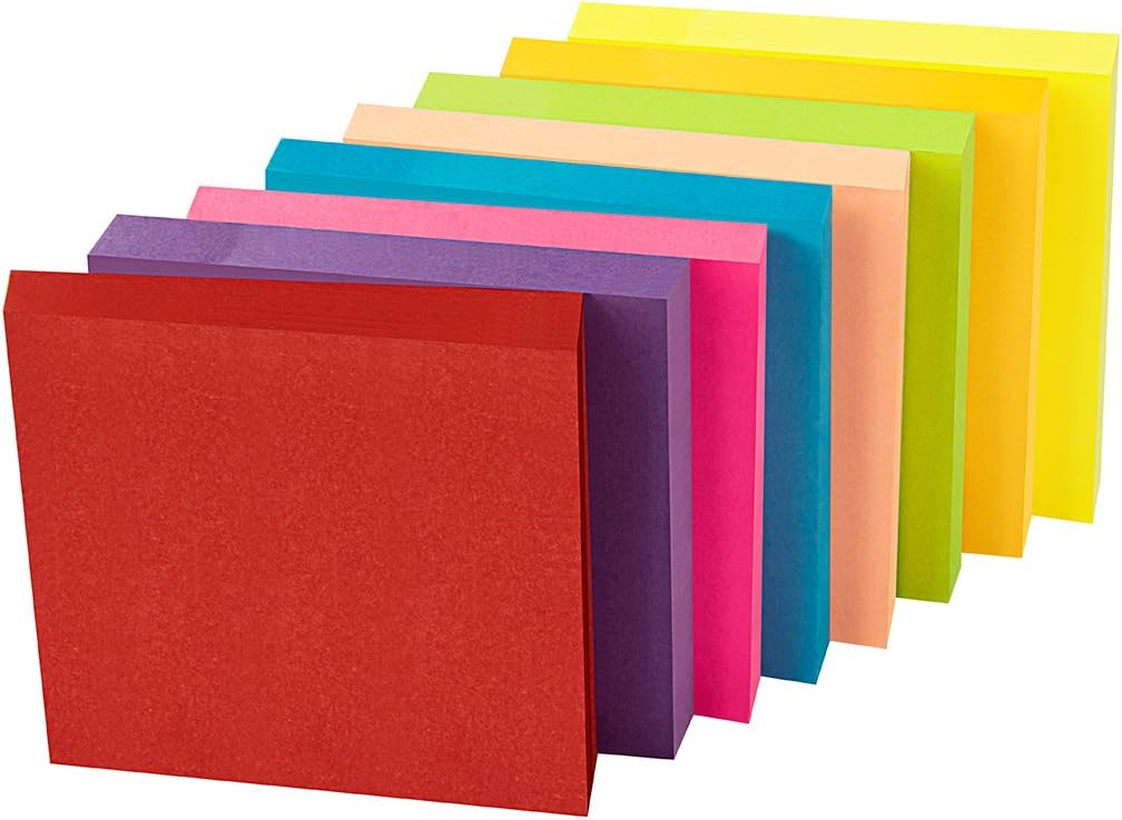 Detalle de ZCZN 8 Feuillets autocollants Sticky Notes couleur vive 76 x 76 mm – 8 blocs, 100 feuilles chacun