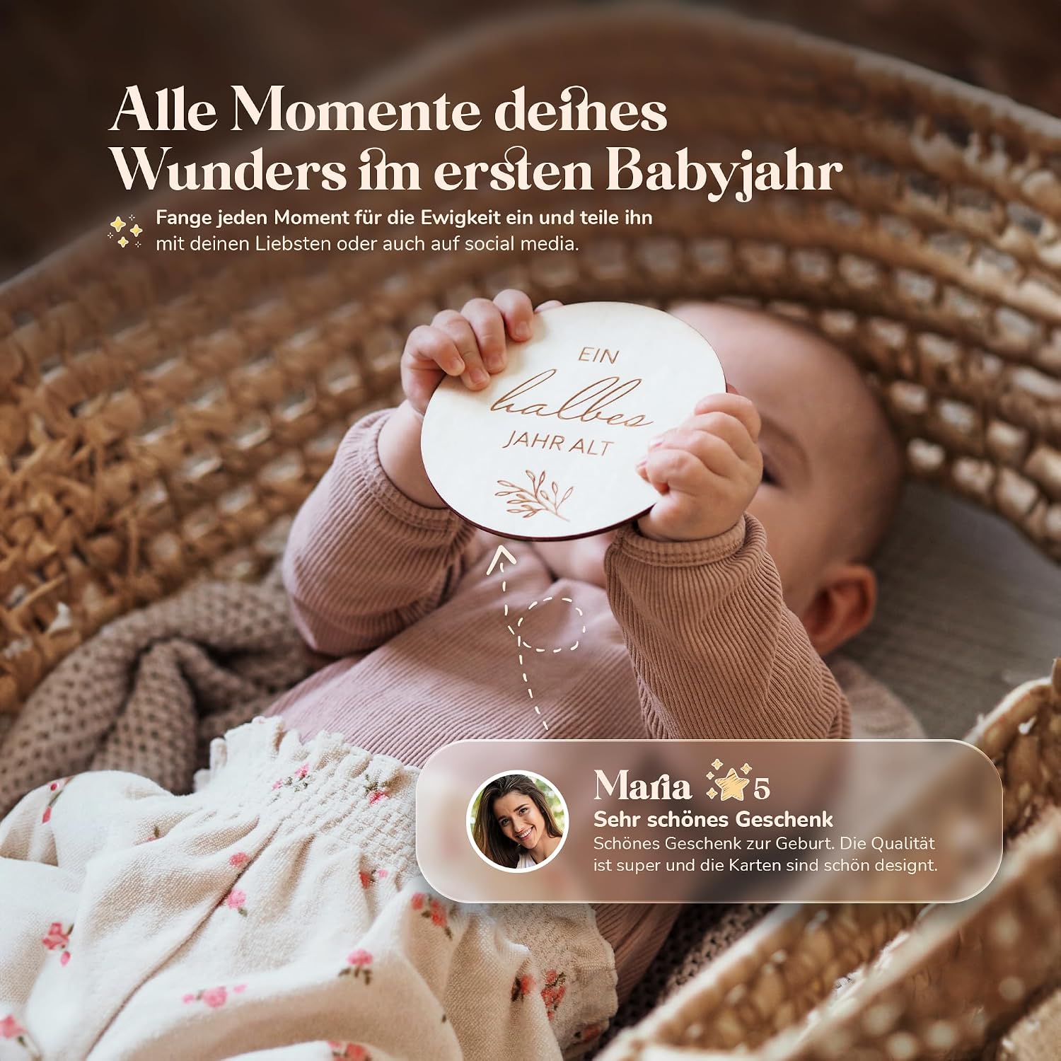 Detalle 2 de Holz Meilensteinkarten Baby 30-teilig