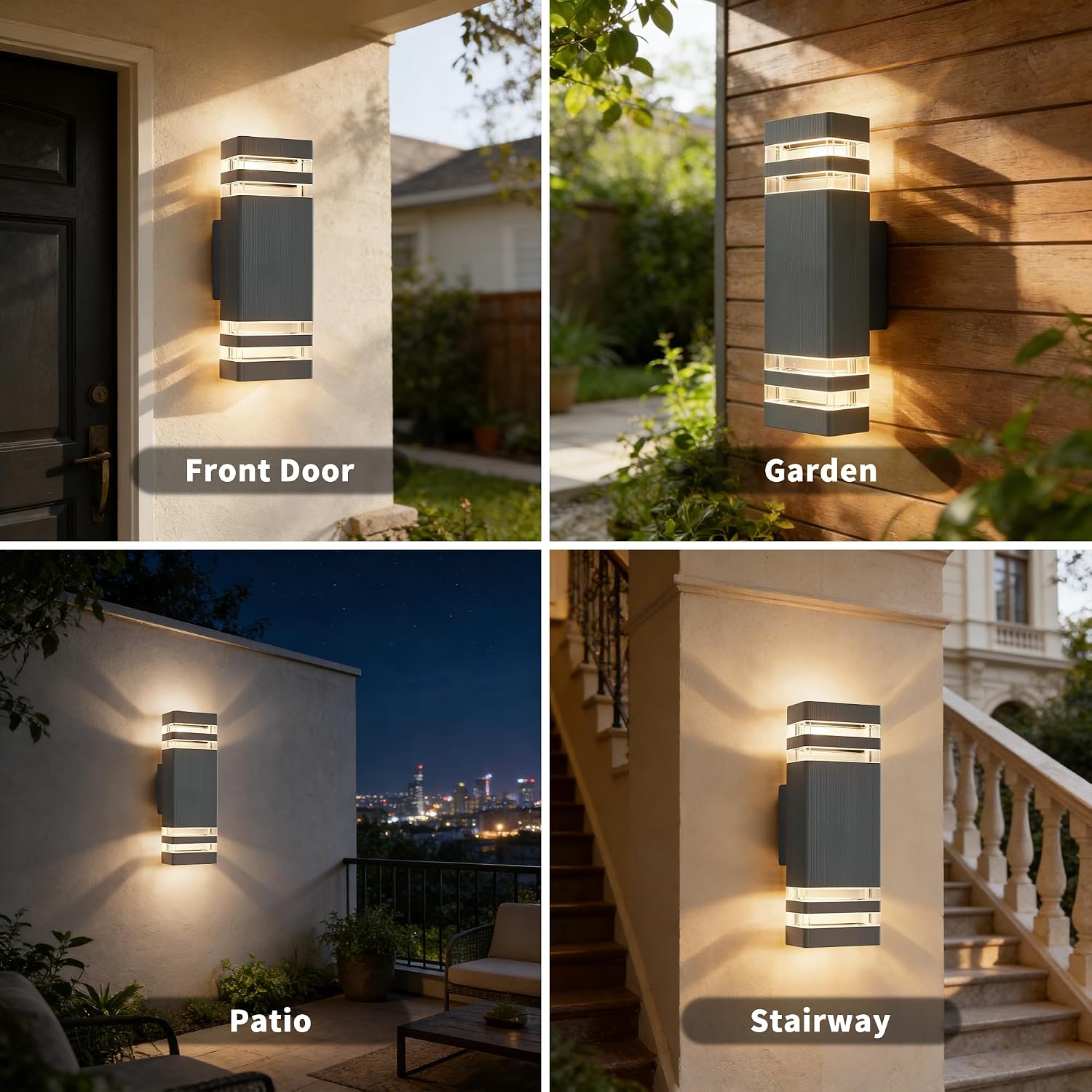 Detalle de Outdoor Wall Lights Mains Powered Up Down Outside Light IP54 Waterproof Porch Front Door Light Anthracite Grey