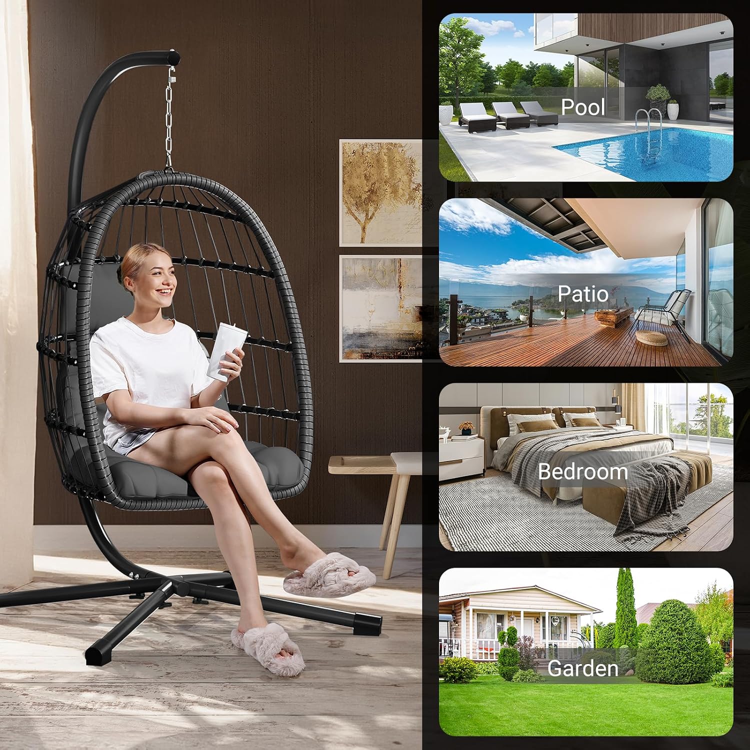 Thumbnail 5 de LEVELEVE Hanging Egg Chair 350-Pound Capacity