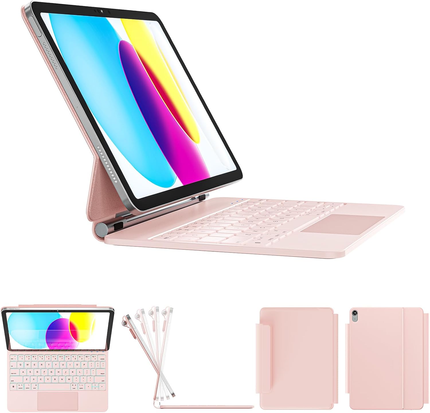 Detalle de RAYMCRAFT Keyboard Case for iPad 11th Gen (A16, 2025) / 10th Gen 10.9" - Pink