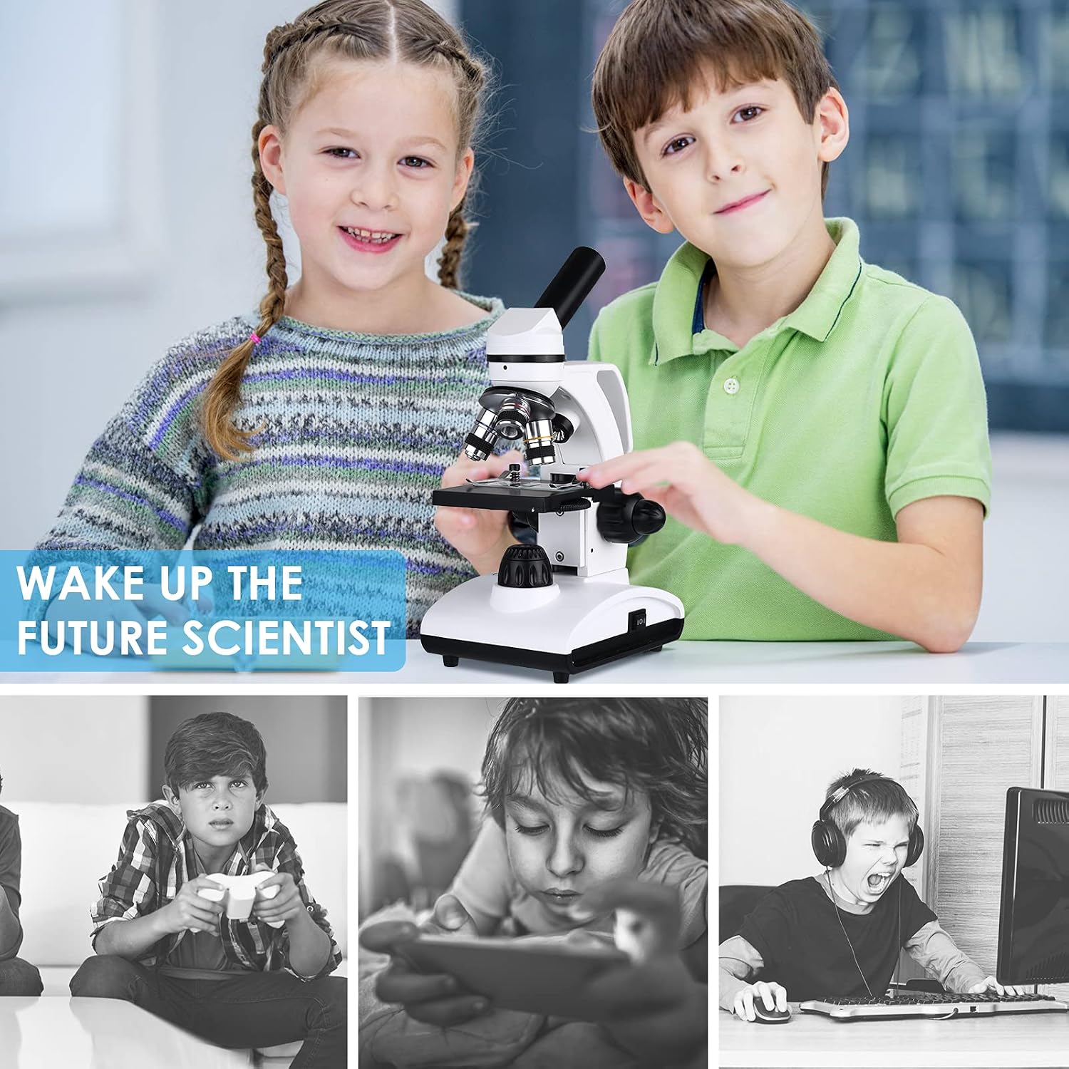 Thumbnail 4 de Cowiewie – kit de microscope biologique pour enfants, étudiants et adultes (40x à 1000x) avec lames et adaptateur téléphone