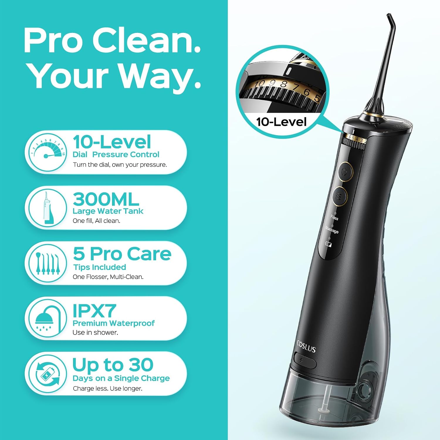 Detalle 2 de COSLUS E40 Portable Water Flosser