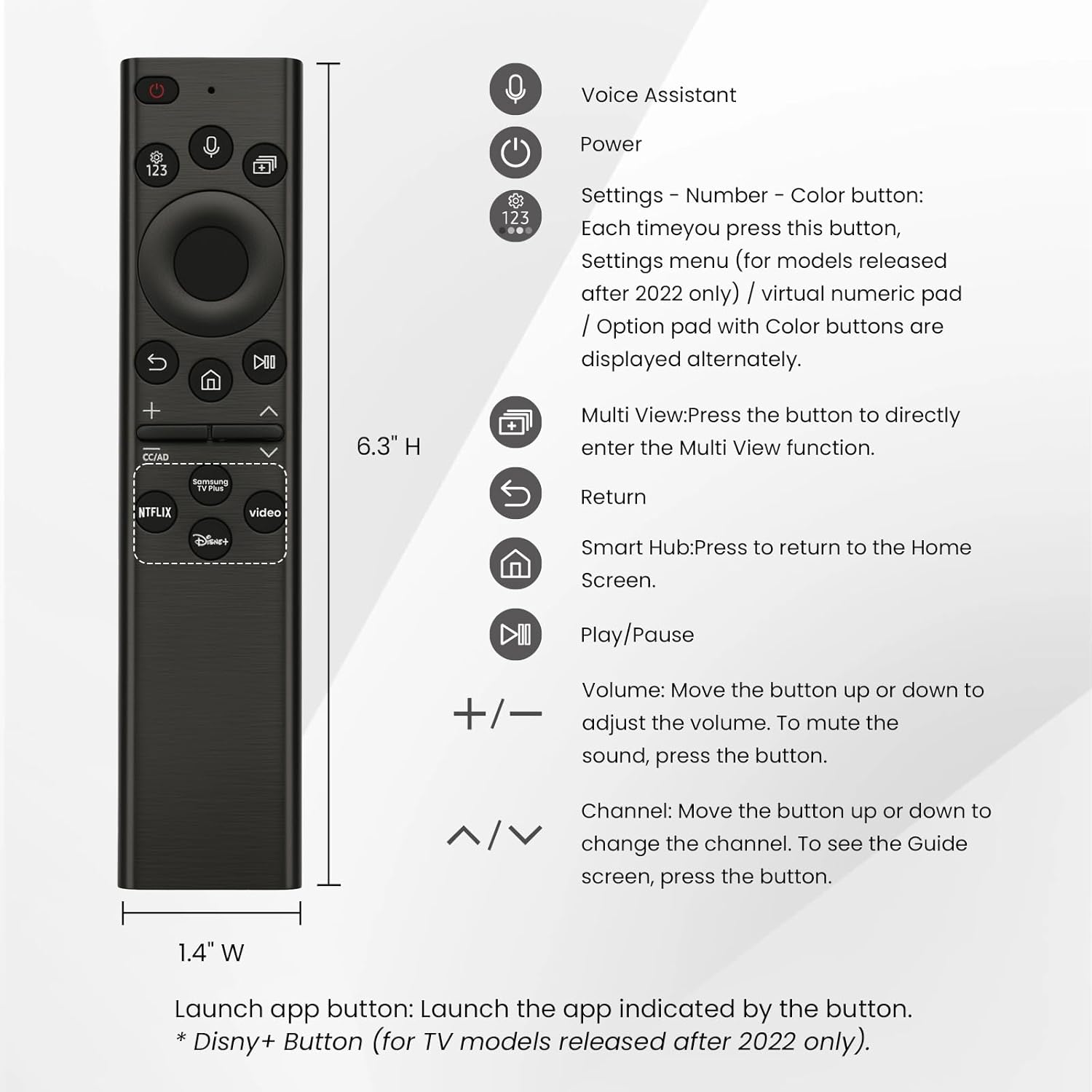 Thumbnail 6 de Replacement Voice Remote for Samsung TV — Universal, 2019-2026 Compatibility with 1-Year Warranty