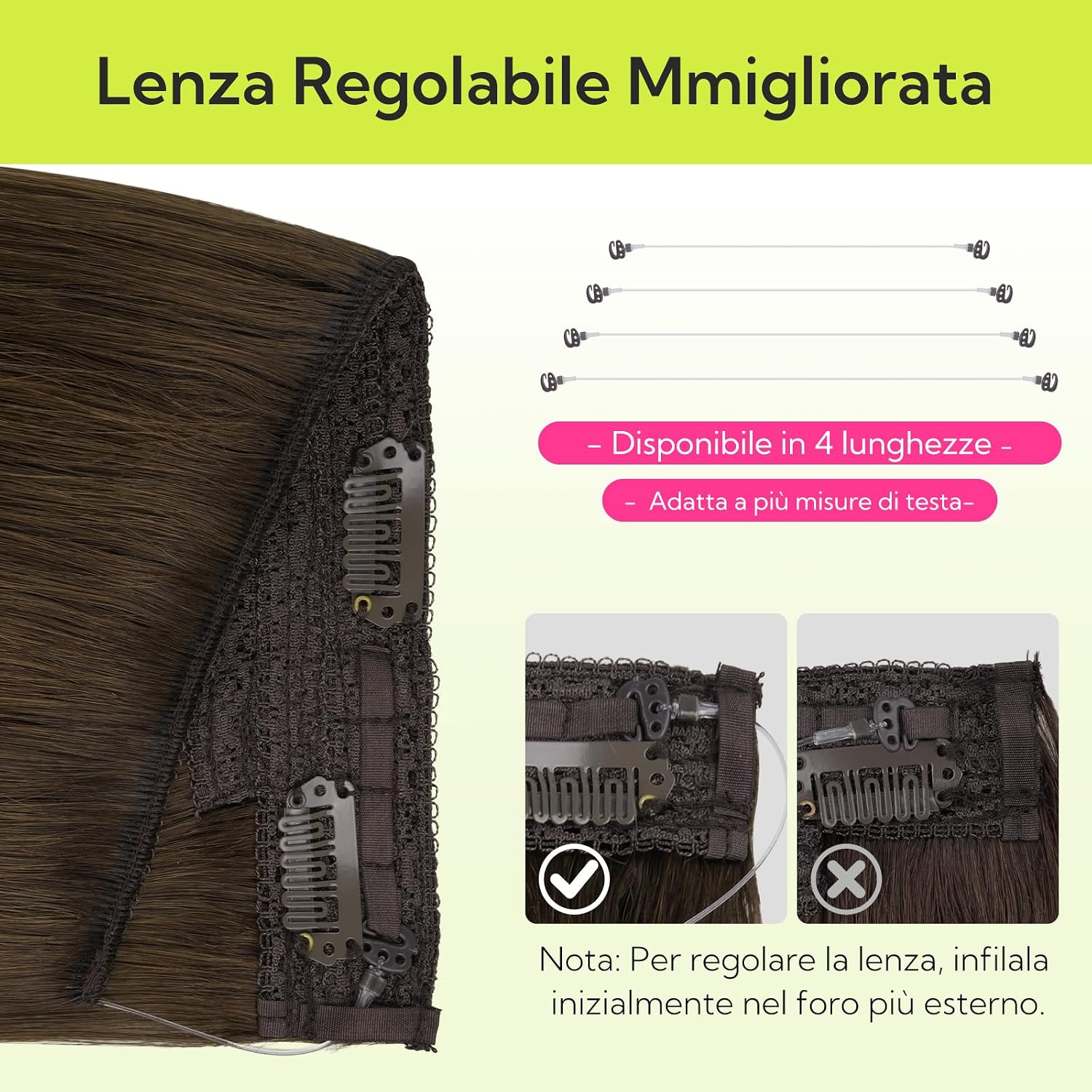 Thumbnail 1 de hotbanana Extension Capelli Veri con Filo Invisibile, 45 cm – Balayage Marrone Cioccolato a Biondo Caramello