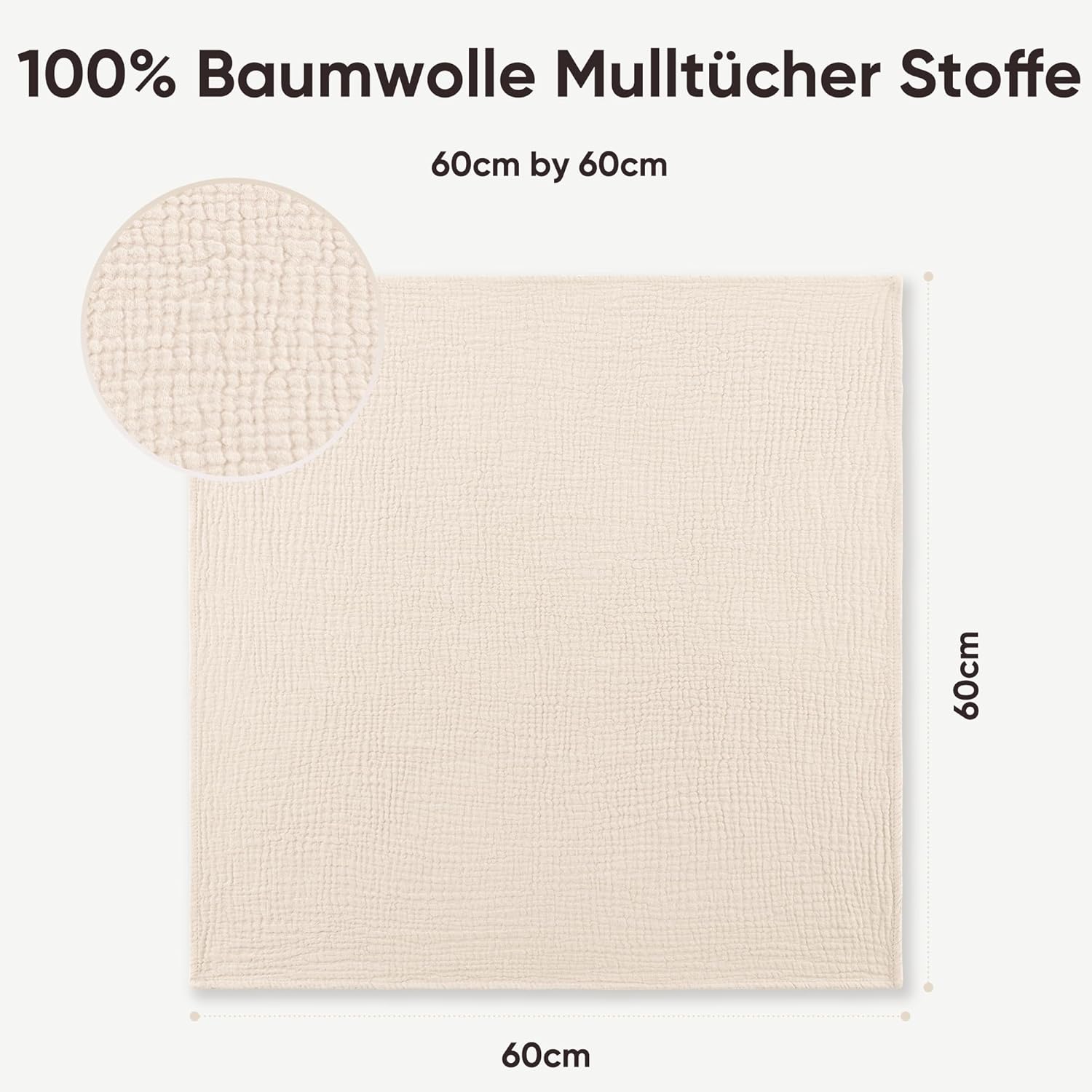 Thumbnail 2 de Bearmoss Moltontücher Baby – 100% Baumwolle, 60x60 cm, 3er Set