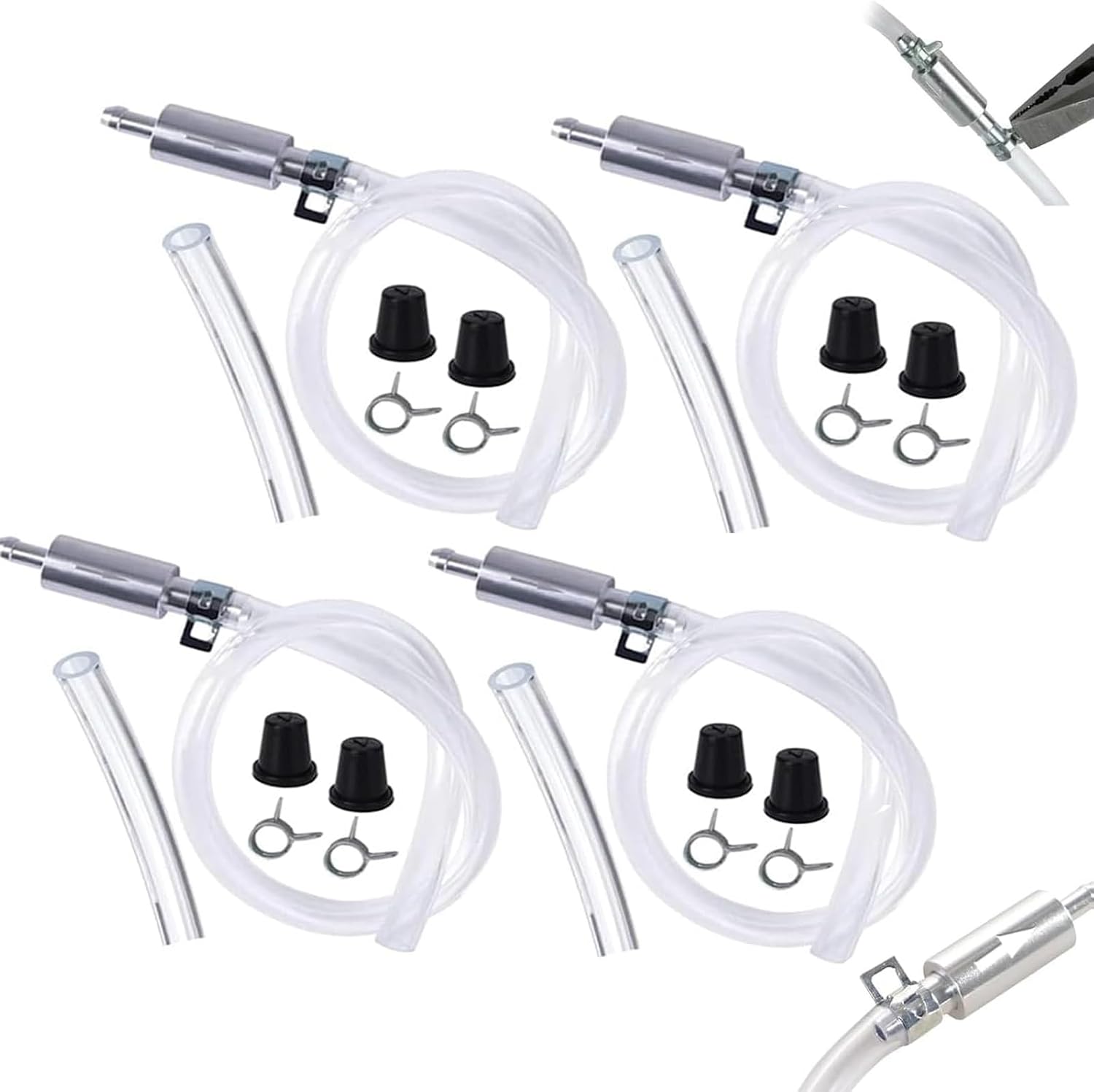 Detalle de Universal Brake Bleeder Hose Kit, 4-Piece with One-Way Valve and Metal Clamps