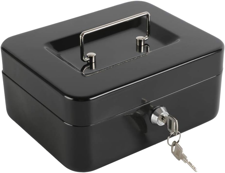 Detalle de xydled XYD-QX-KL-M-8011 Cash Box with Key Lock, Removable Tray, Black