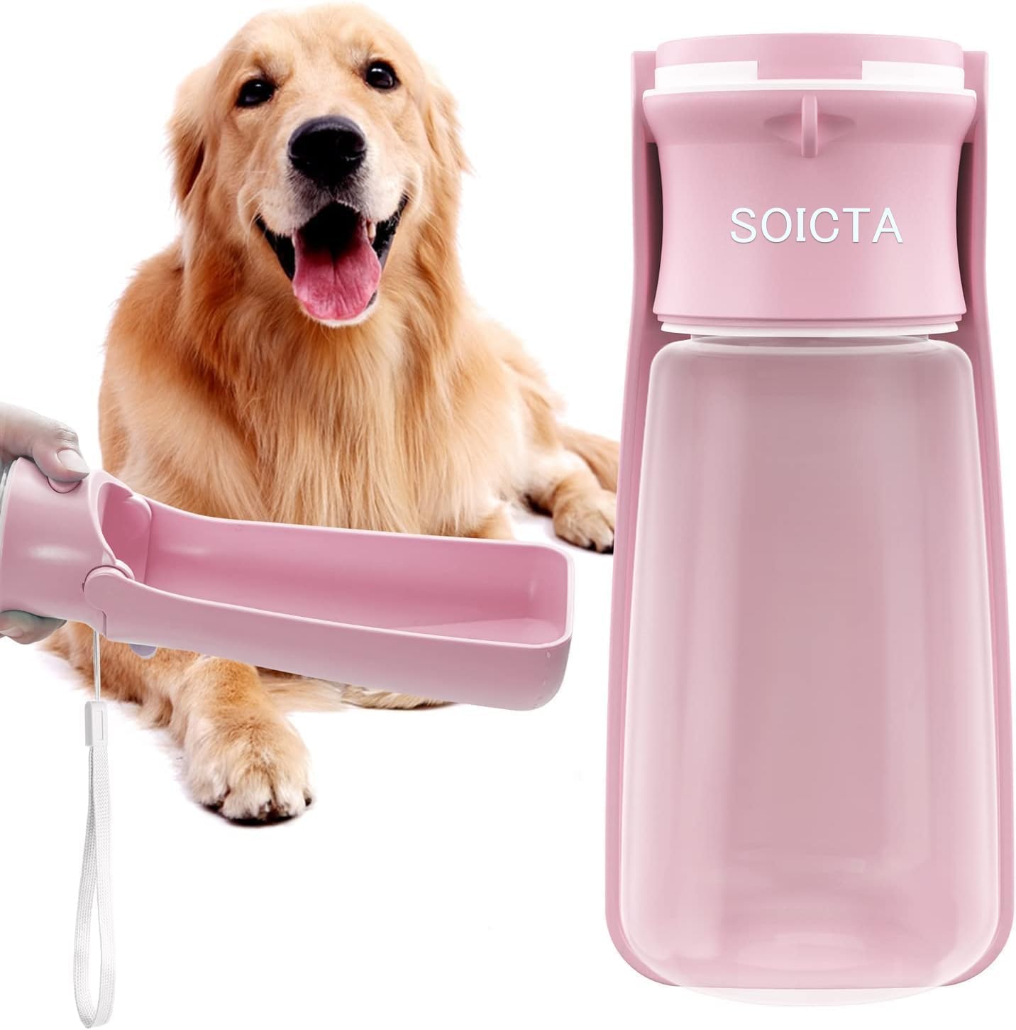 Detalle de SOICTA dog water bottle 19 OZ pink