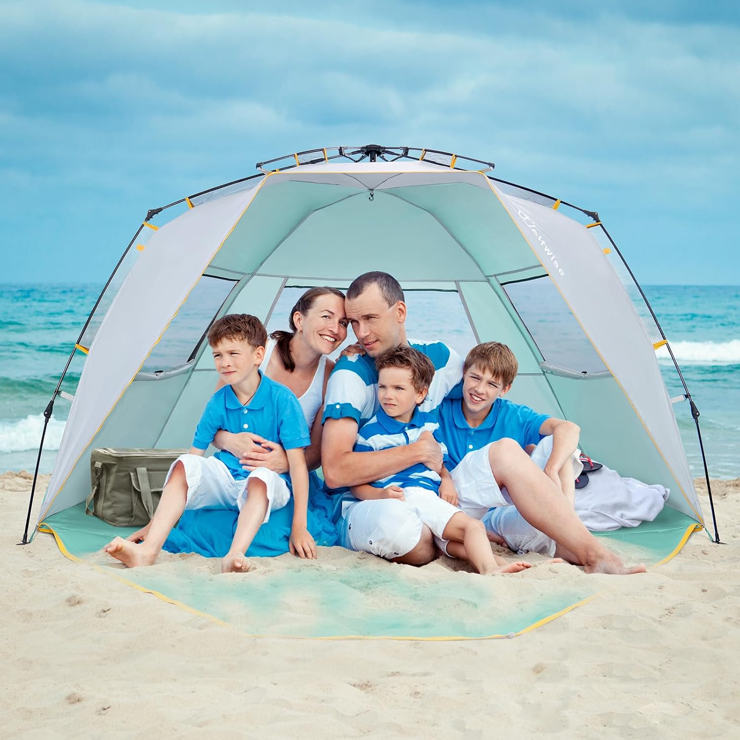Detalle 2 de Wolfwise Instant Beach Tent Sun Shelter with Zippered Extendable Porch