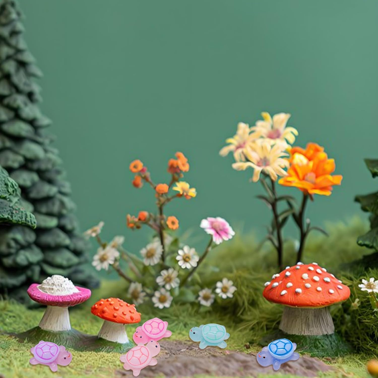 Detalle 2 de FORYNXHWIN 50 Pcs Mini Resin Turtles: Luminous Tiny Sea Turtles for Decor, Gardens, Aquariums and Dollhouses