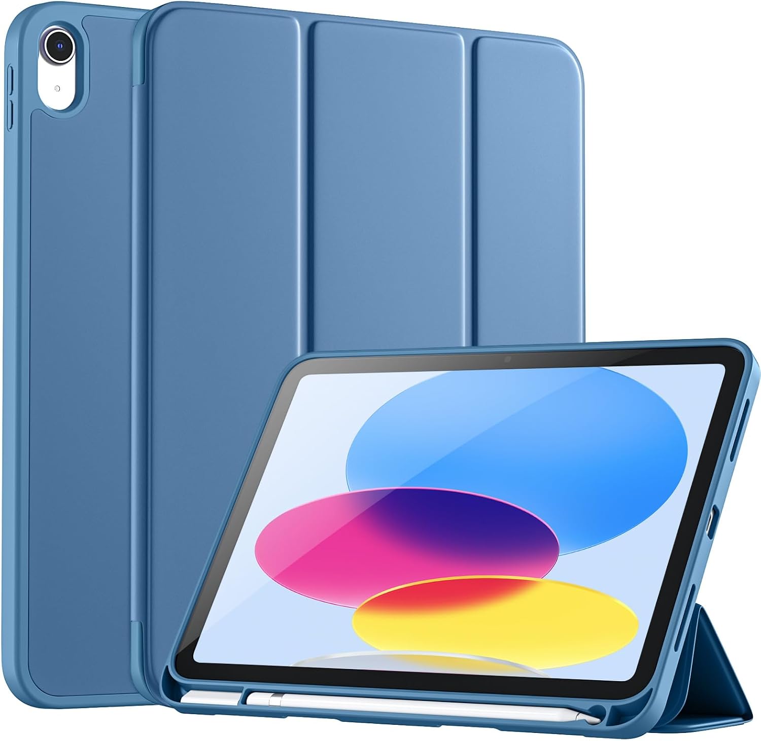 Detalle de Vobafe Schutzhülle für iPad A16 (11/10. Generation, 2025/2022) mit TPU-Rückseite, Stifthalter und Auto Schlafen/Wachen – blau