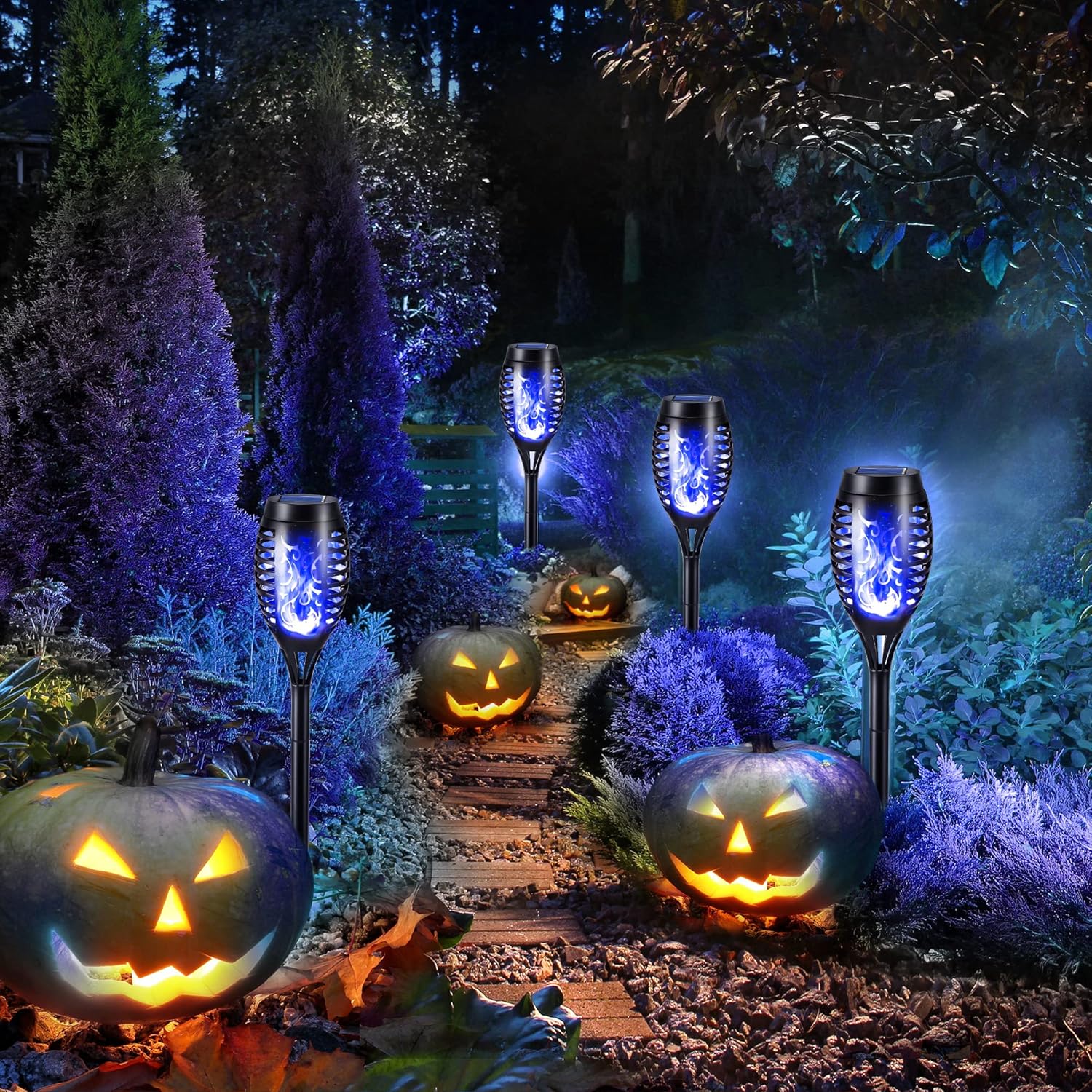 Thumbnail 3 de Geemoo Solarleuchten Außen – 6er-Set Blaue Flammen, IP65, kabellose Solarleuchten für Garten, Weg und Hof