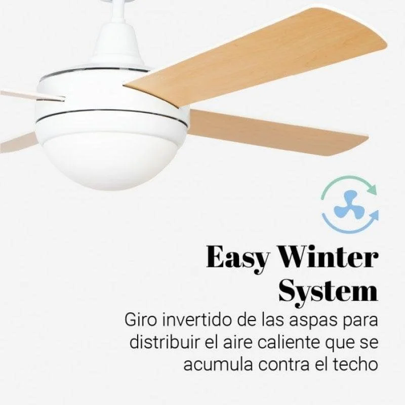 Detalle de Universal Blue Siroco: Ventilador de Techo con Luz y Mando 70W (Madera/Blanco)