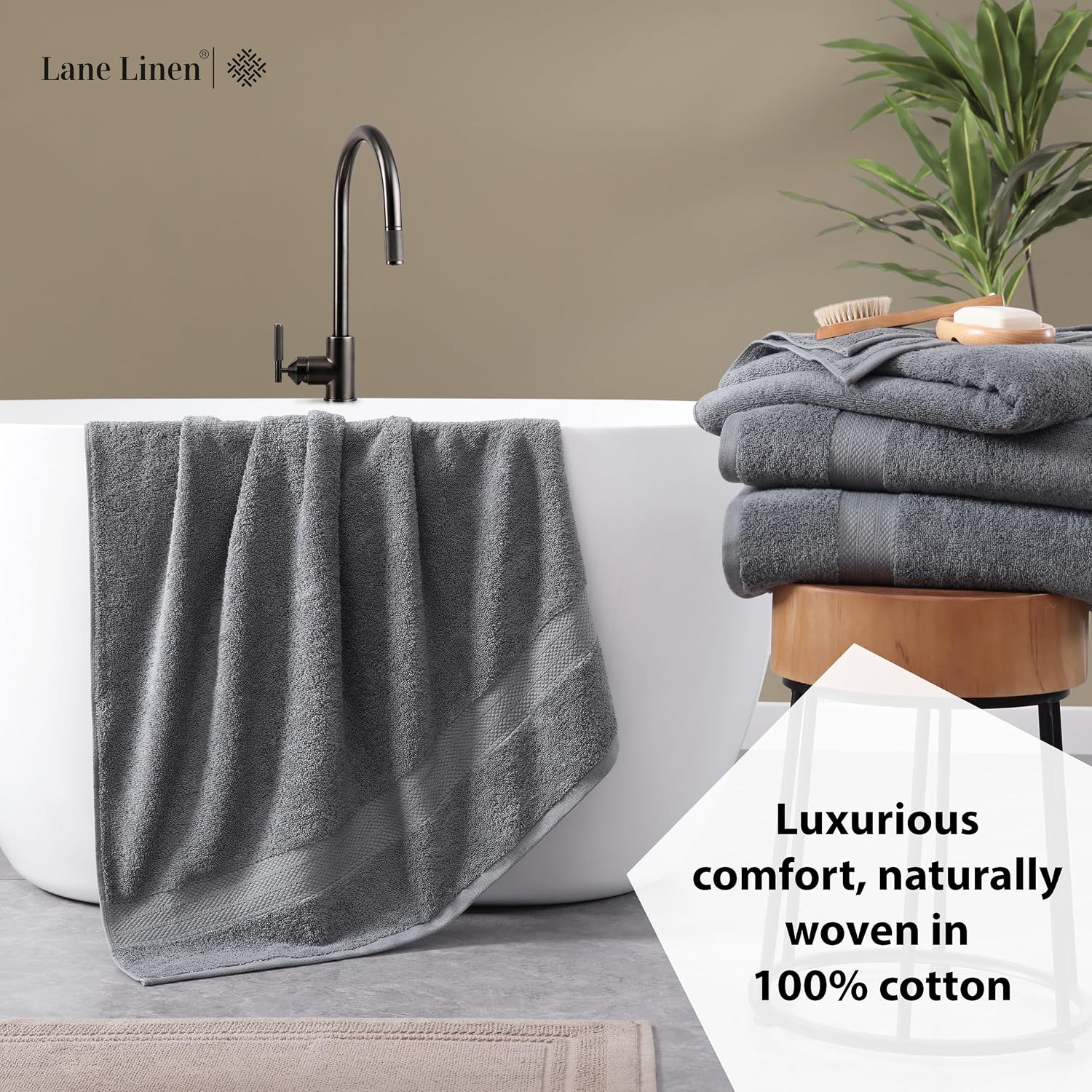 Detalle 2 de LANE LINEN 100% Cotton 4 Pack Bath Sheets (35"x66") – Oversized, Highly Absorbent & Luxuriously Soft