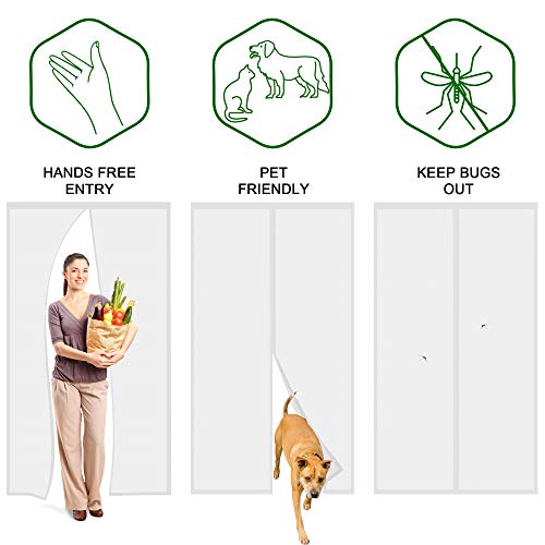 Thumbnail 6 de Cinkee ENGROSAR mosquitera magnética para puerta exterior 90x210 cm (blanco), se cierra sola y sin taladrar