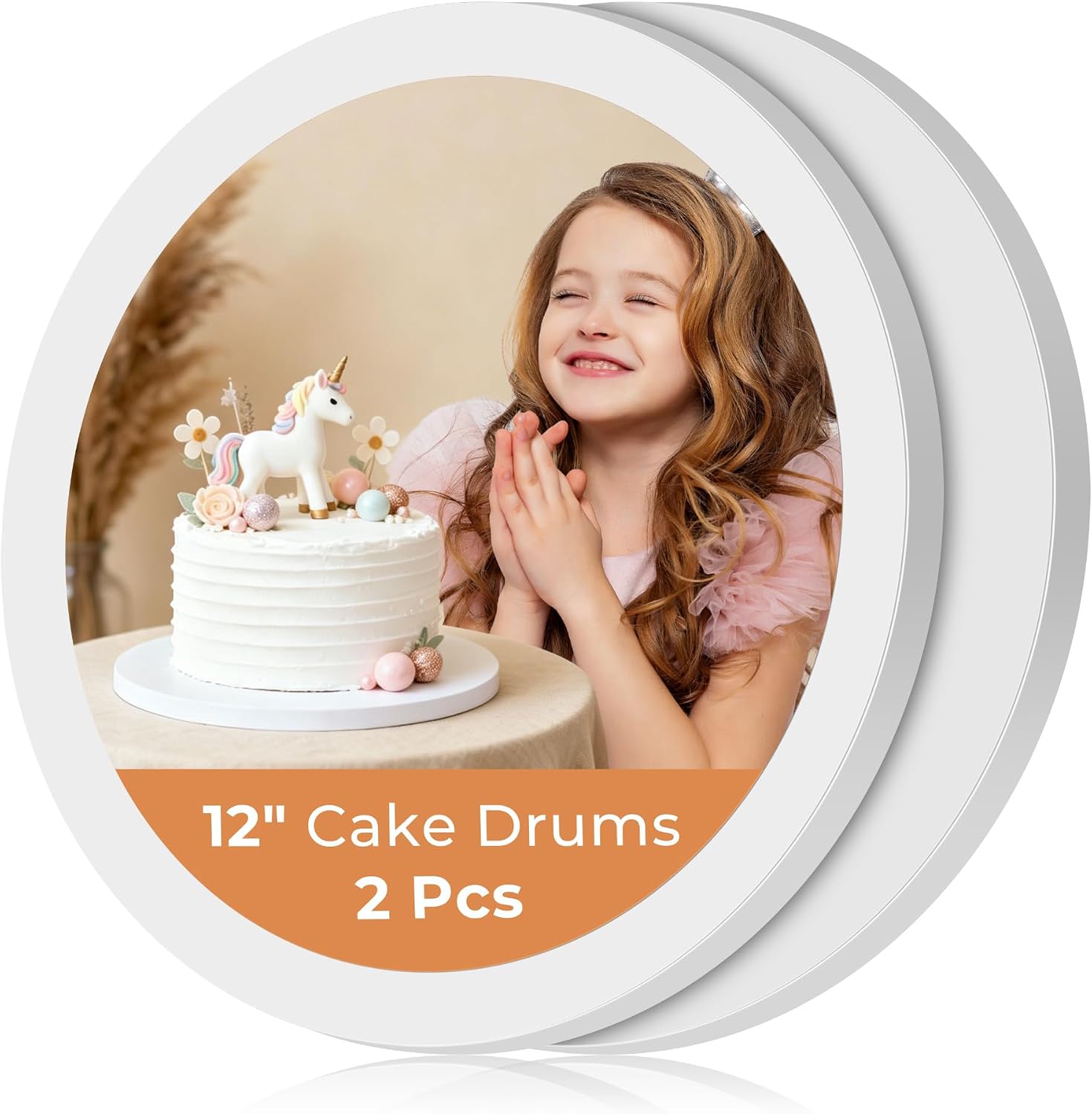 Detalle de Kootek 12-Inch Cake Drums, 2-Pack Corrugated Cardboard Bases, 1/2-Inch Thick