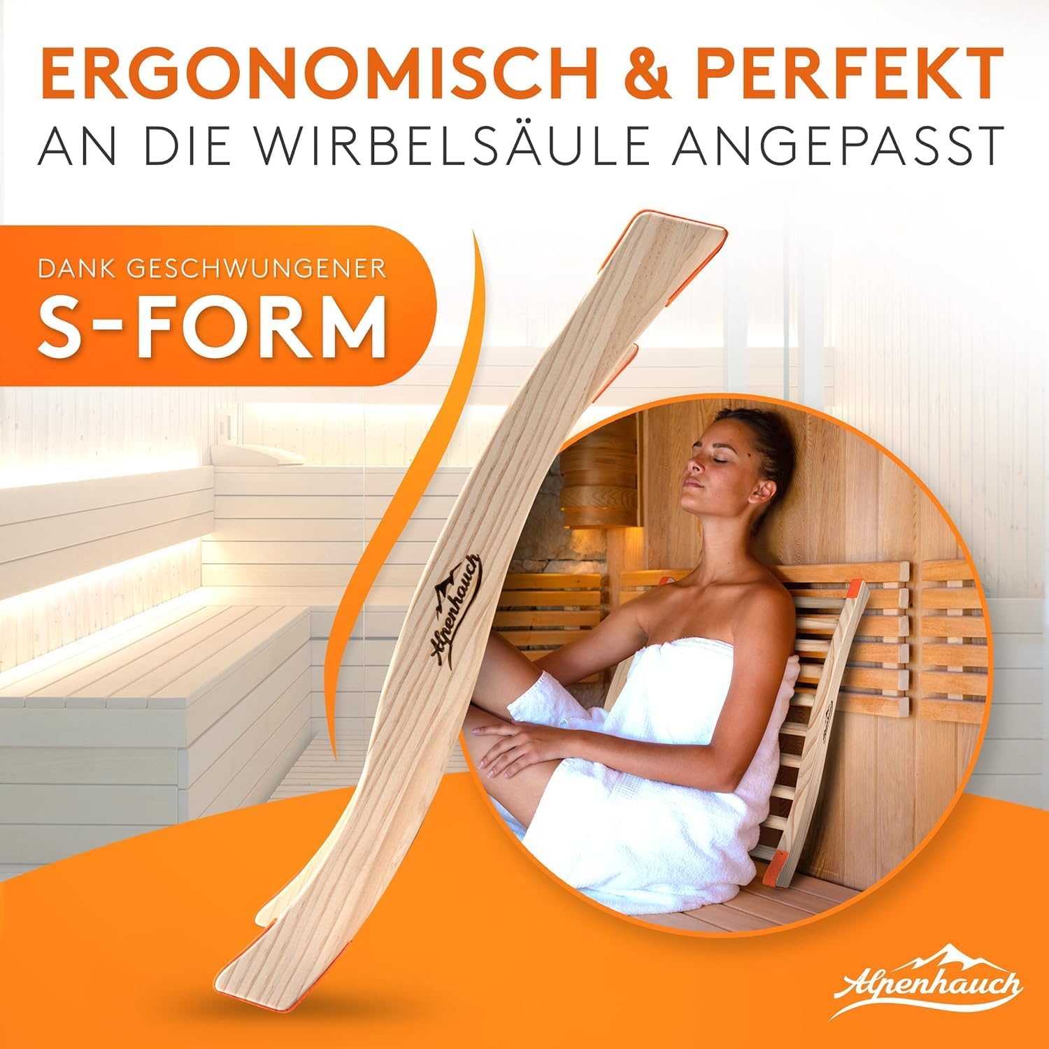 Detalle de ALPENHAUCH ALP-RL1000 Sauna Backrests, Two-Pack in Natural Wood