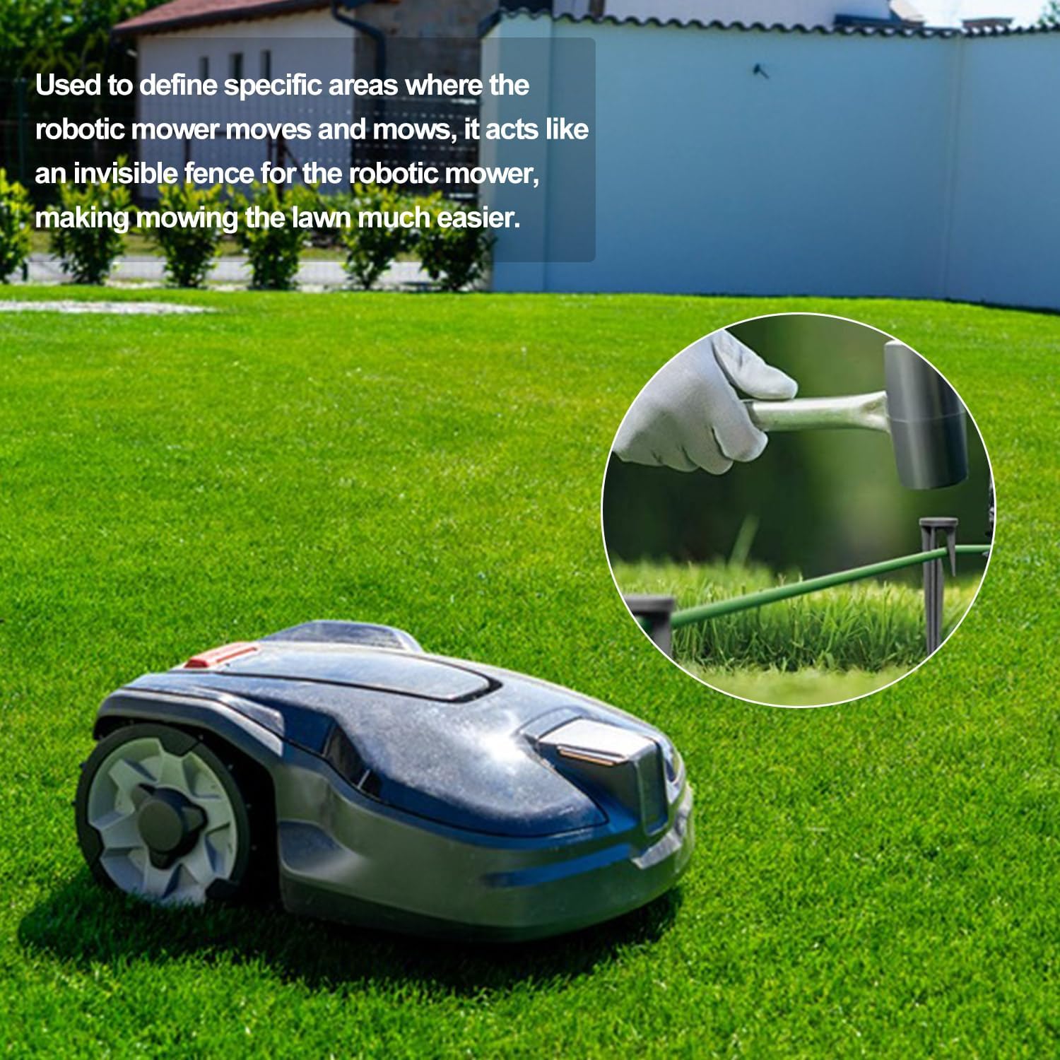 Detalle de 100m Boundary Cable Wire for Robotic Lawn Mower with Pegs & Connectors — Compatible with Bosch, Gardena, Husqvarna and more