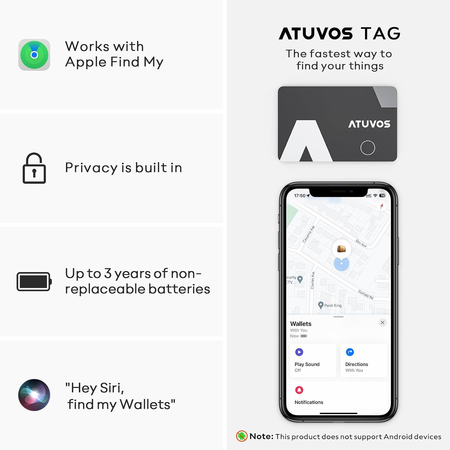 Detalle 2 de ATUVOS Air Tag Card Wallet Tracker Slim