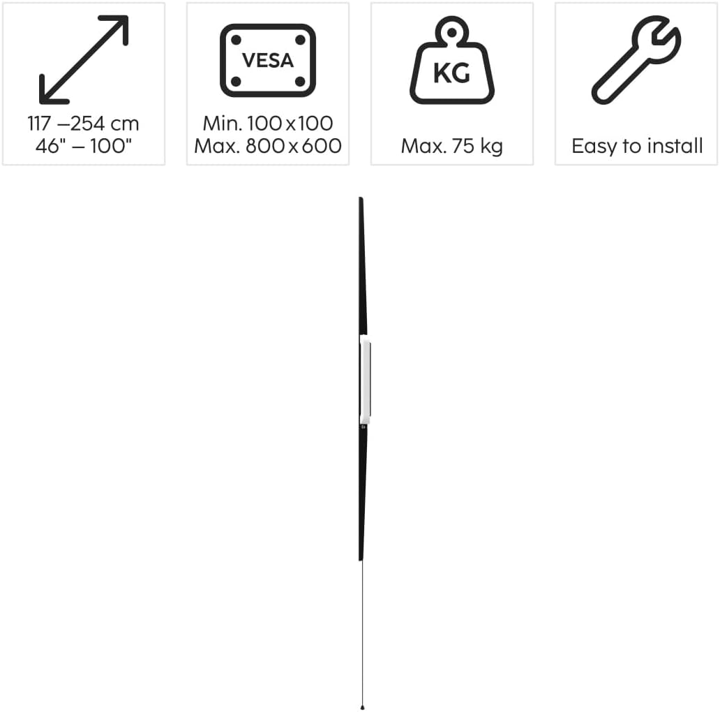 Thumbnail 1 de Hama Support TV mural fixe Garantie 10 ans – extra-plat, jusqu’à 75 kg, VESA max 400 x 400, noir
