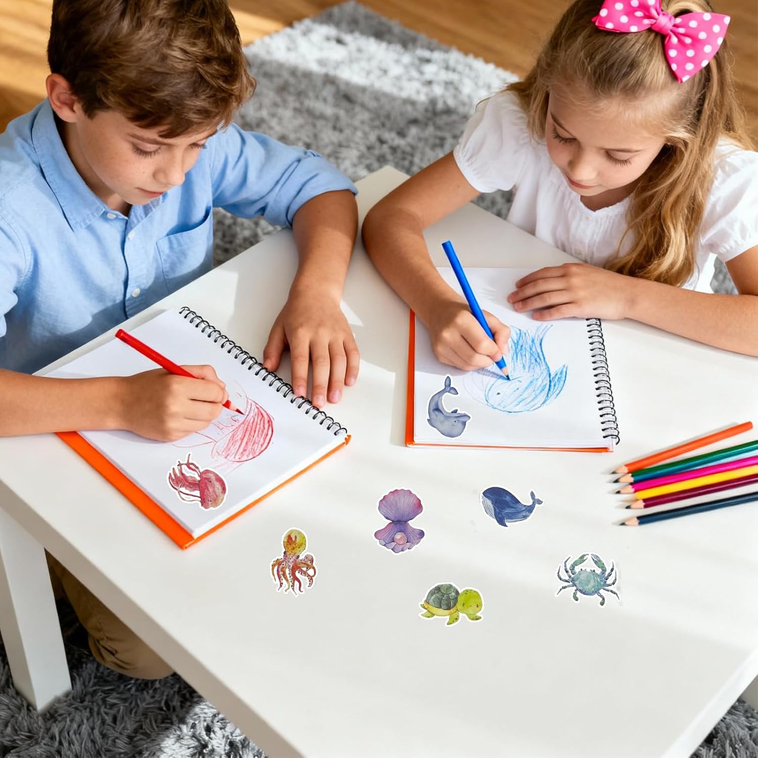Thumbnail 6 de 4 Roll Tier Sticker Kinder Sticker Set – runde Tieraufkleber, selbstklebend, 2,5 cm Ø