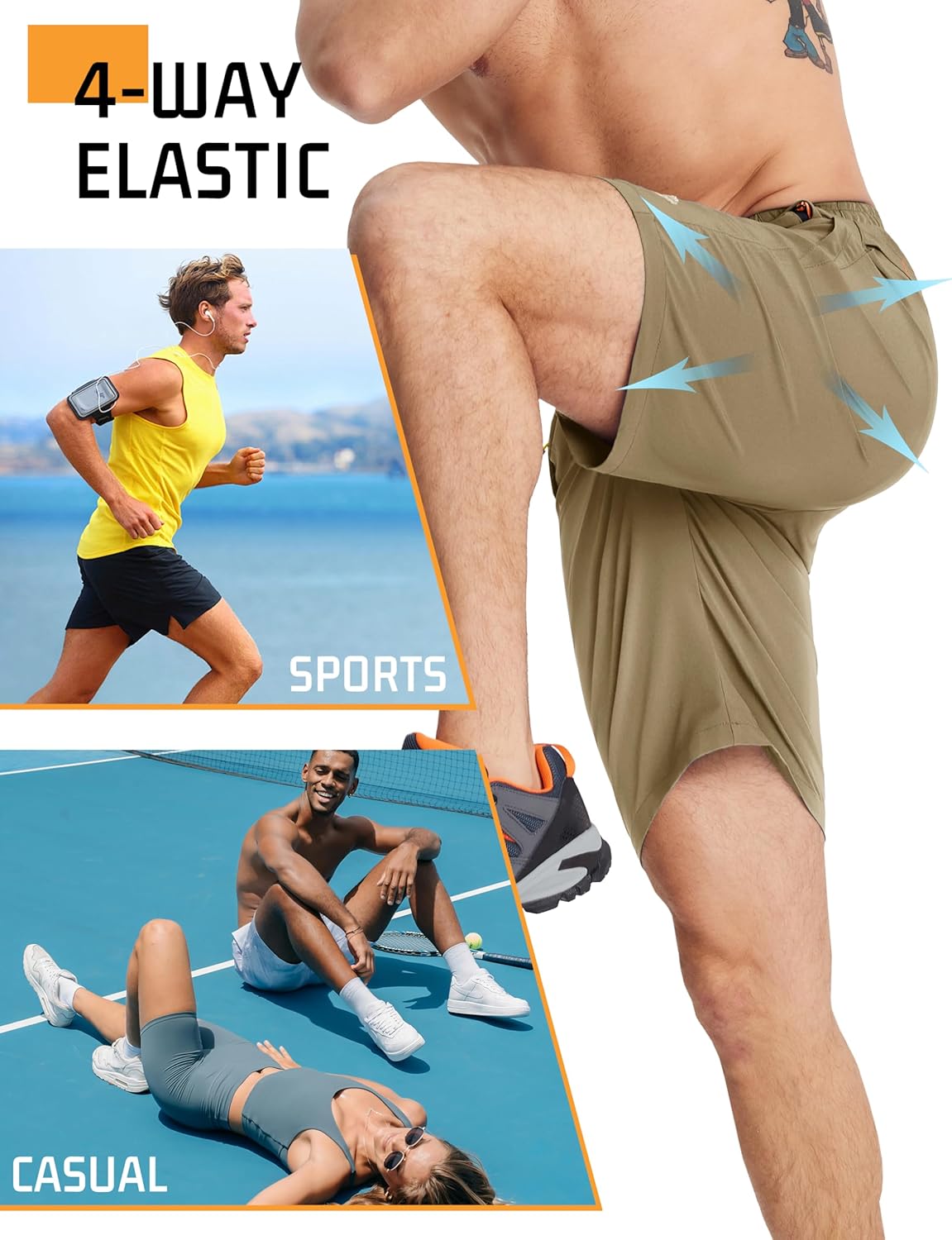 Thumbnail 4 de TACVASEN Men's Quick-Drying Training Shorts: Lightweight, Breathable Running Shorts with Zip Pockets
