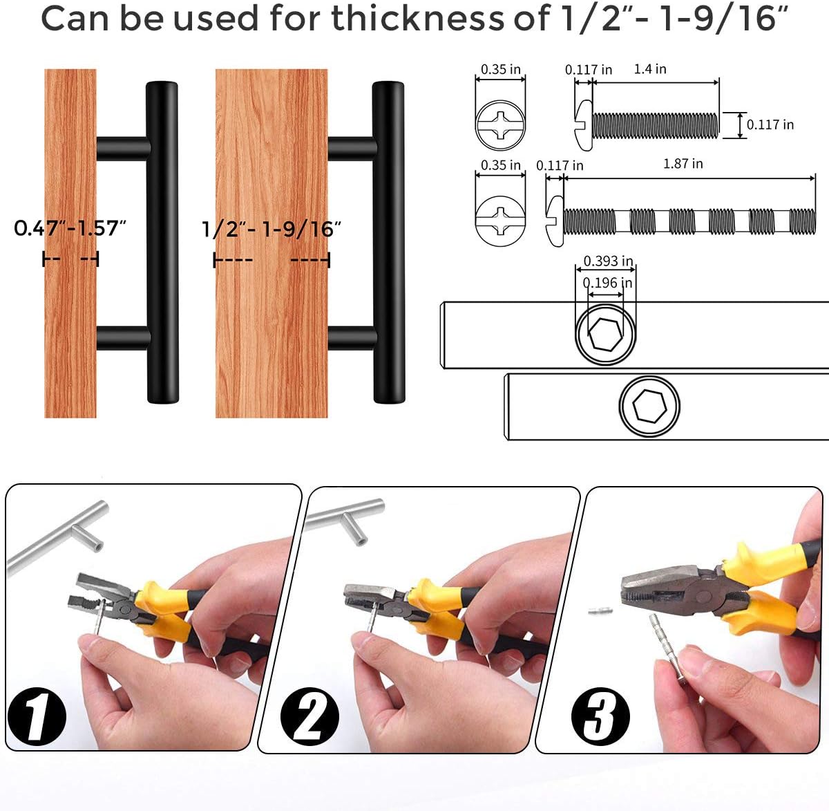 Thumbnail 3 de Ravinte 5 Inch Cabinet Pulls Matte Black Stainless Steel