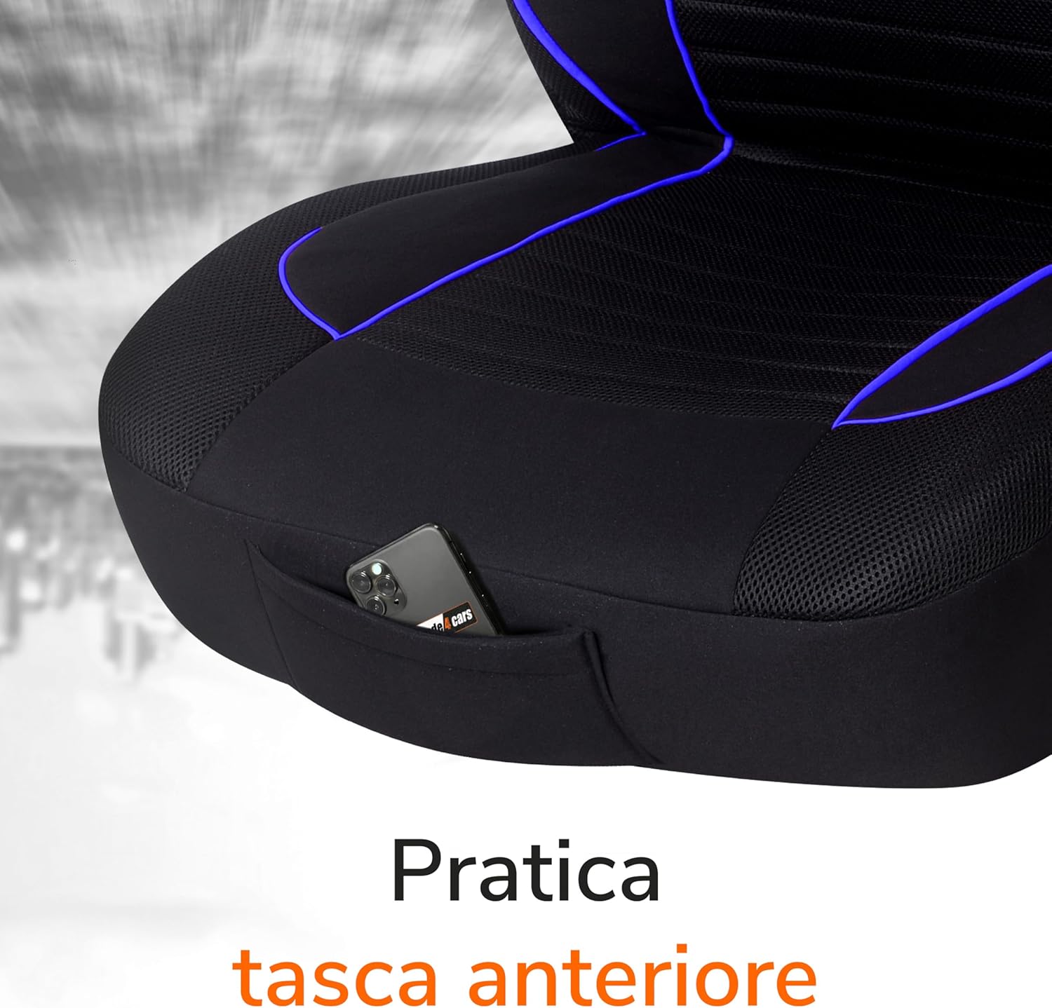 Detalle 1 de Upgrade4cars Coprisedili Anteriore Set Versione 2026 – Coperture Universali in Blu per Conducente e Passeggero
