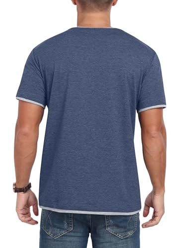 Detalle 2 de Hisir Camiseta de Verano para Hombre: Manga corta, cuello redondo y bloques de color