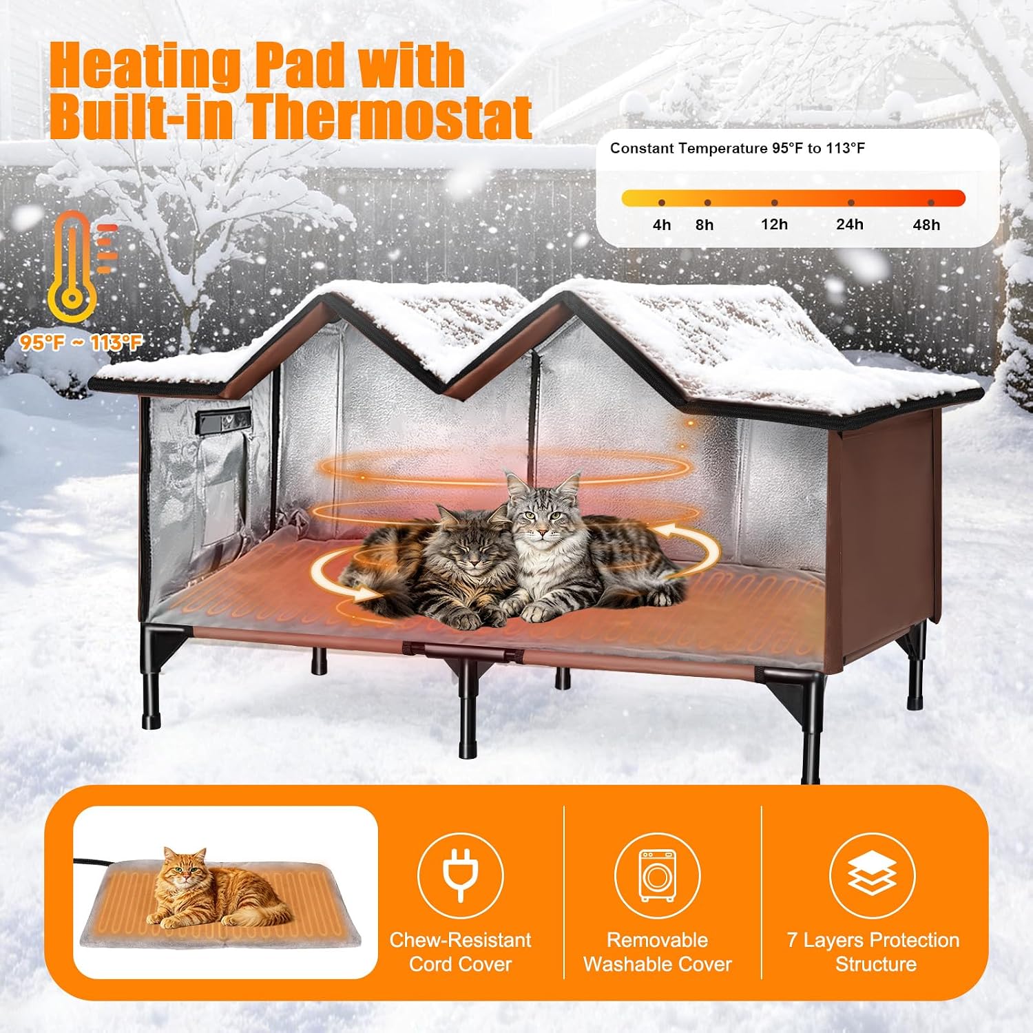 Detalle 2 de GUZROK GA2601 XX-Large Heated Outdoor Cat House, Insulated, 2 Doors